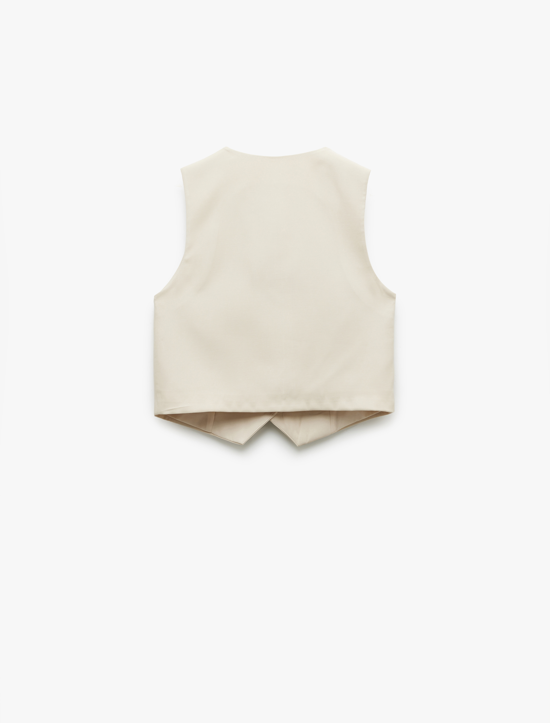   Astarlı V Yaka Kolsuz Düğmeli Viskon Blazer Yelek