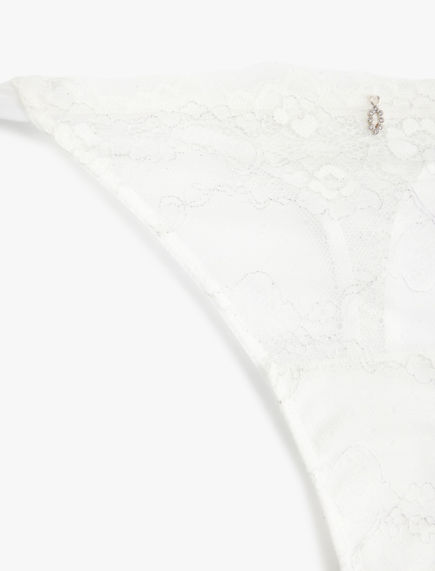 Aksesuar Detaylı Bridal Dantelli String Külot_2