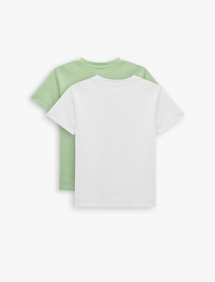 Erkek Çocuk Pamuklu Kısa Kollu Bisiklet Yaka Basic Tişört Seti