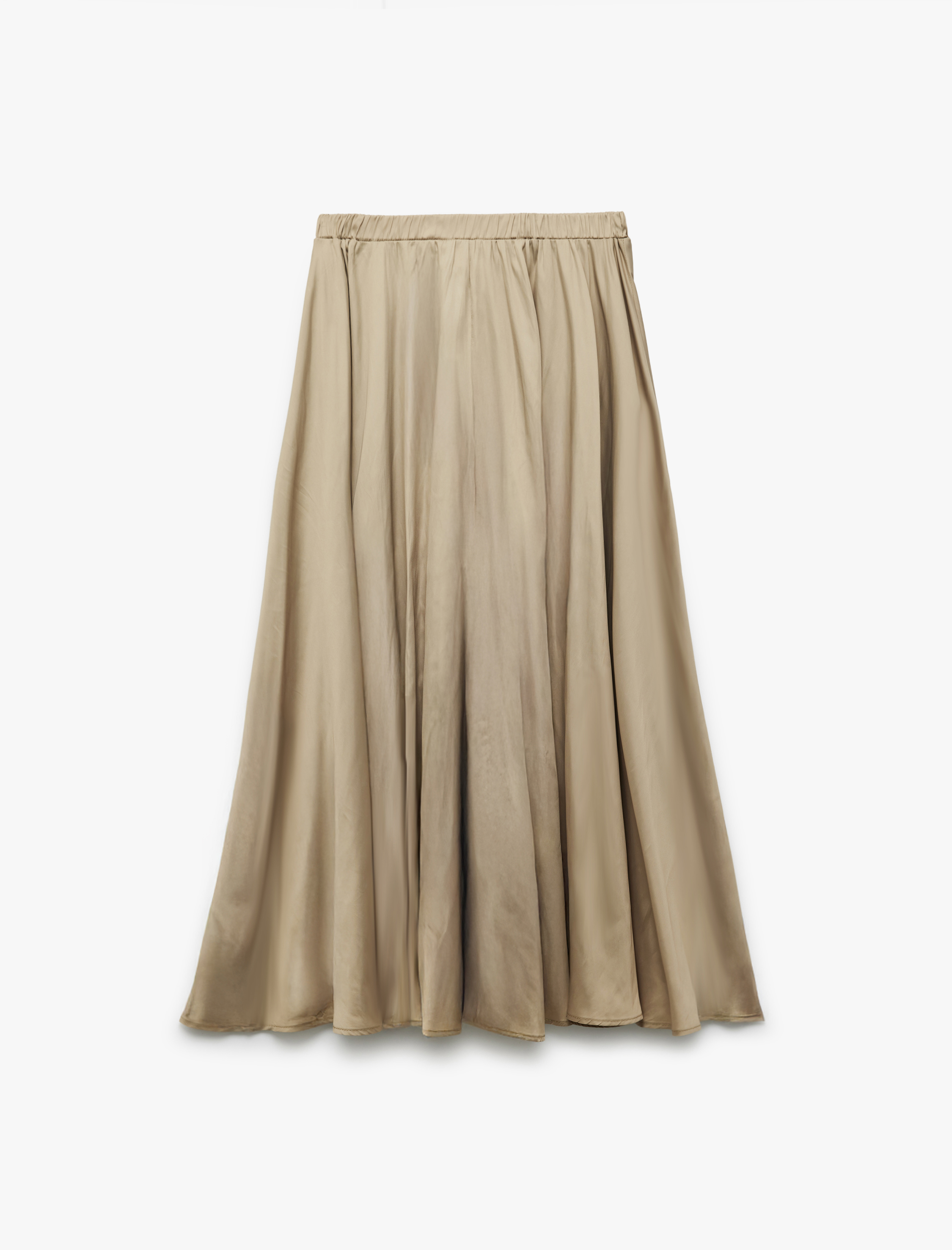   Beli Lastik Detaylı Kloş Pileli Saten Çan Etek