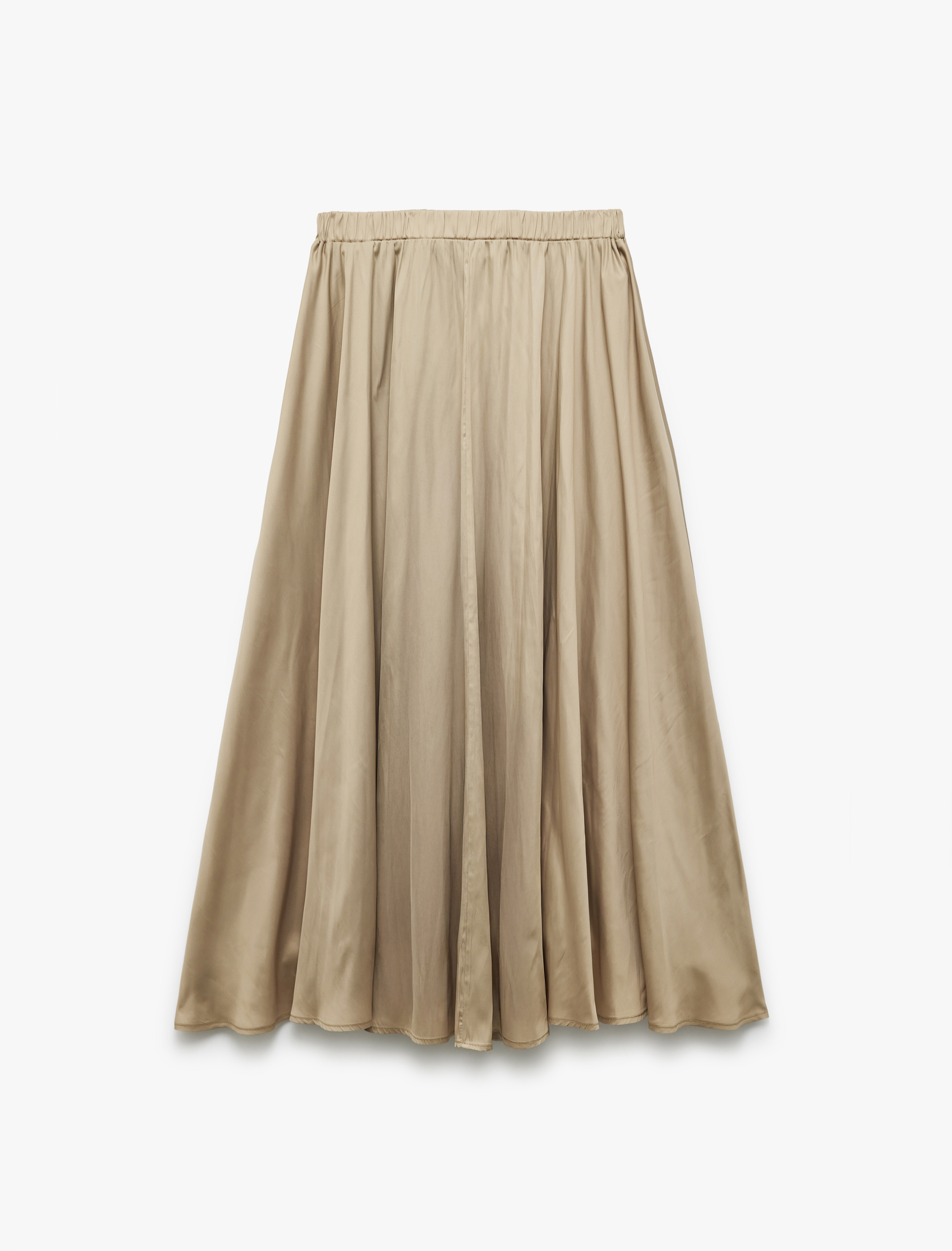   Beli Lastik Detaylı Kloş Pileli Saten Çan Etek