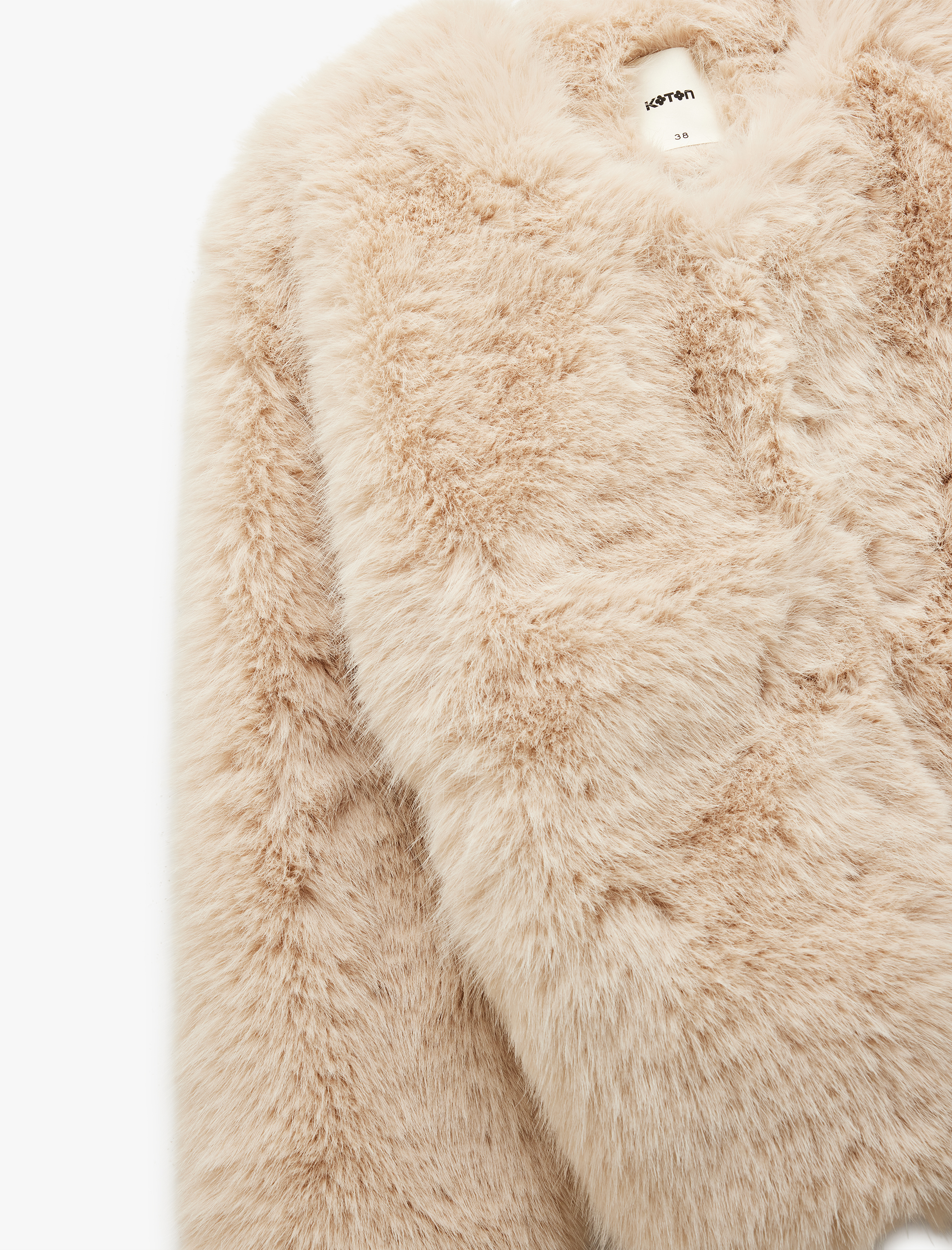   Koton X Melis Ağazat - Suni Kürk Mont Crop Uzun Kollu Bisiklet Yaka