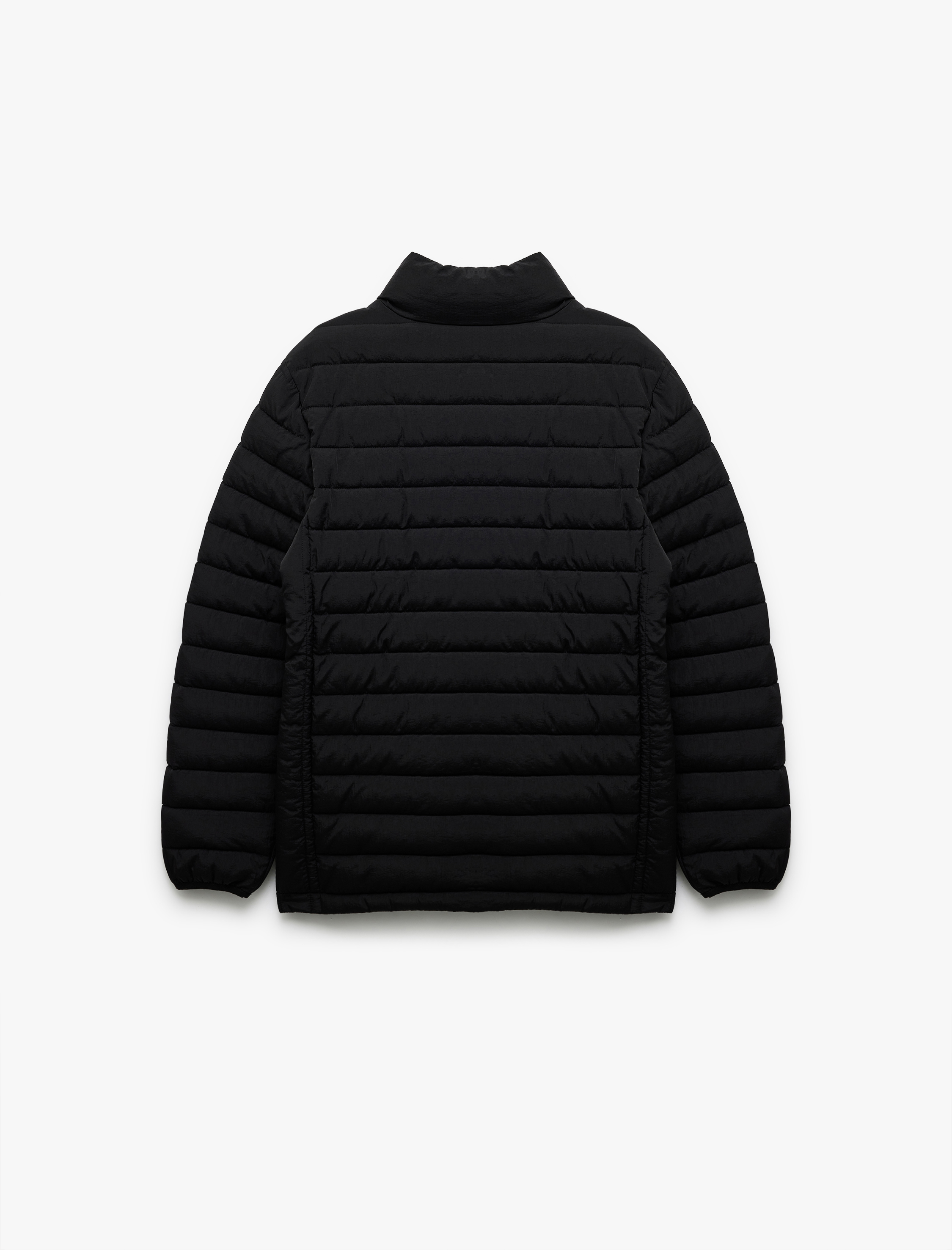 Fermuarlı Cepli Dik Yaka Basic Şişme Mont