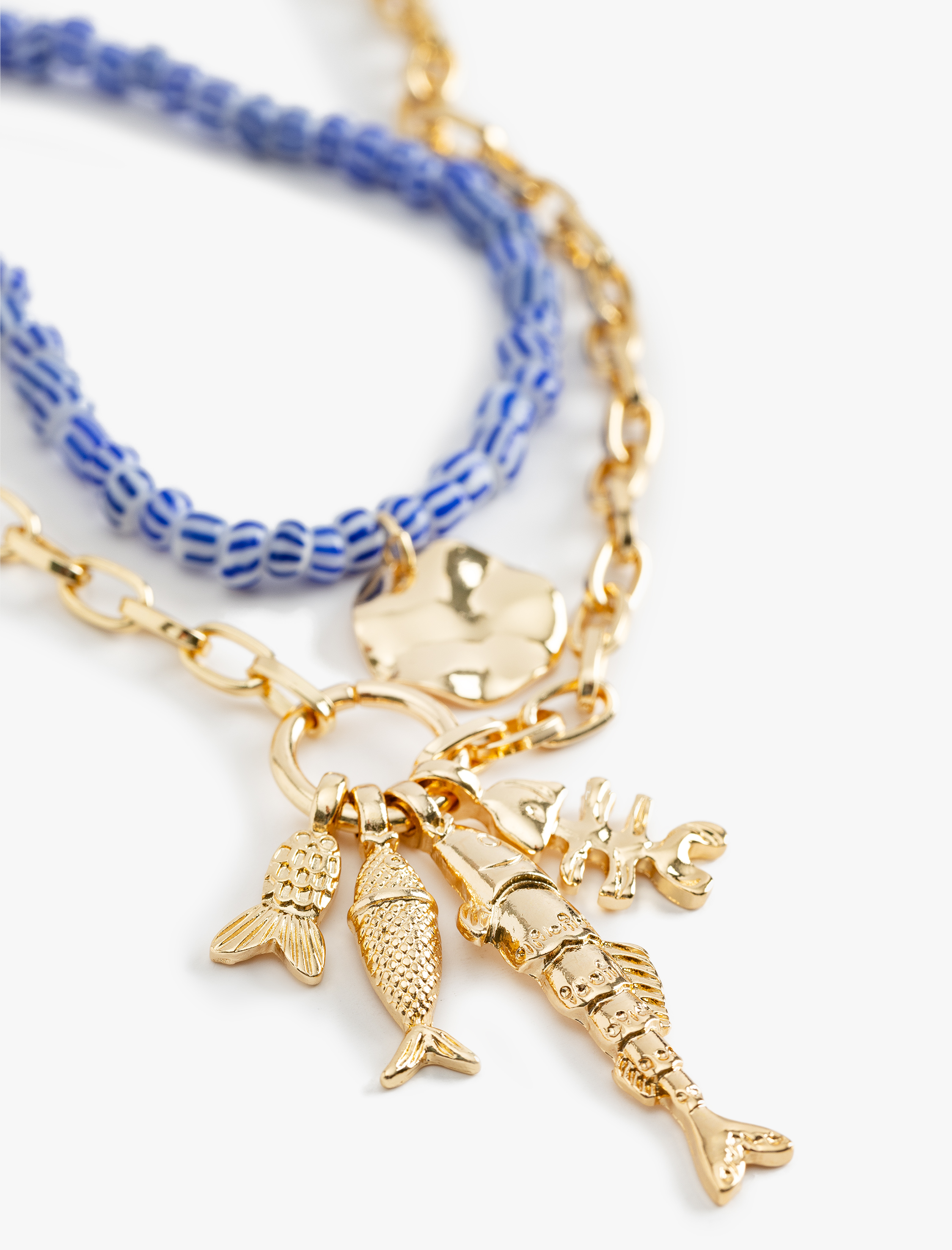  Kadın Balık Charm Detaylı Çift Zincirli Kolye