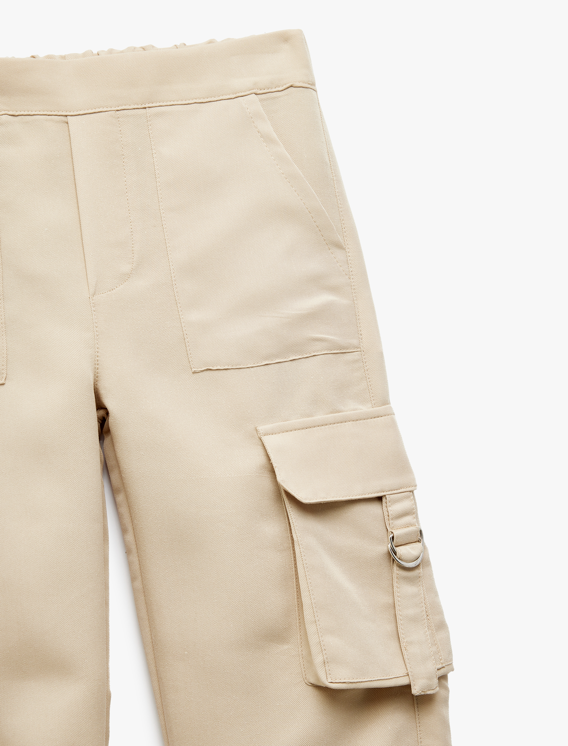  Kız Çocuk Modal Karışımlı Beli Lastikli Kapaklı Cep Detaylı Jogger Kargo Pantolon