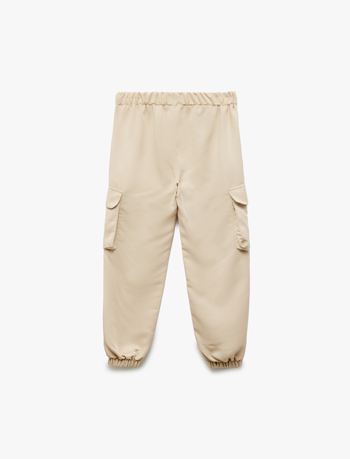 Kız Çocuk Modal Karışımlı Beli Lastikli Kapaklı Cep Detaylı Jogger Kargo Pantolon