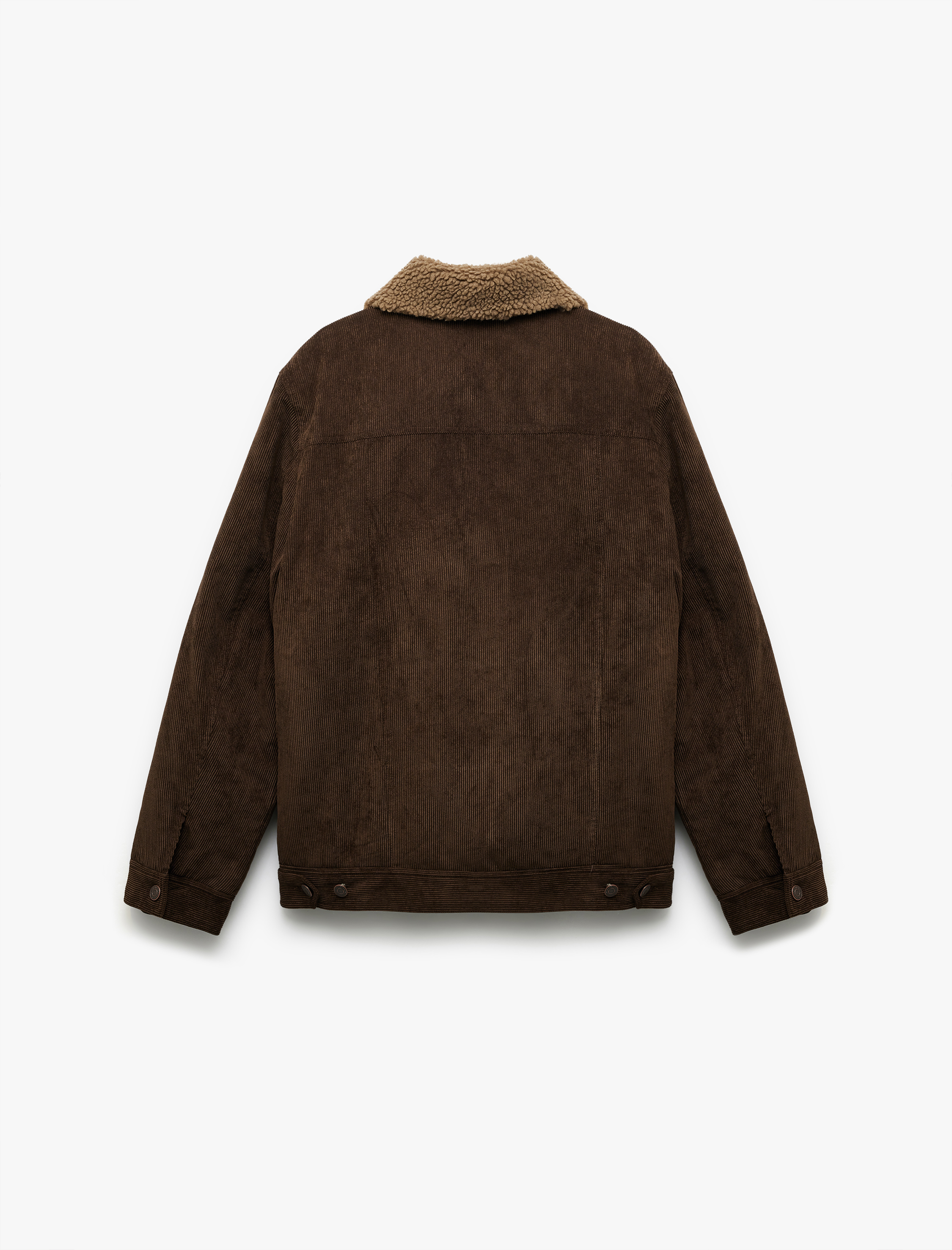 Slim Fit Fitilli Kadife Ceket Peluş Yaka