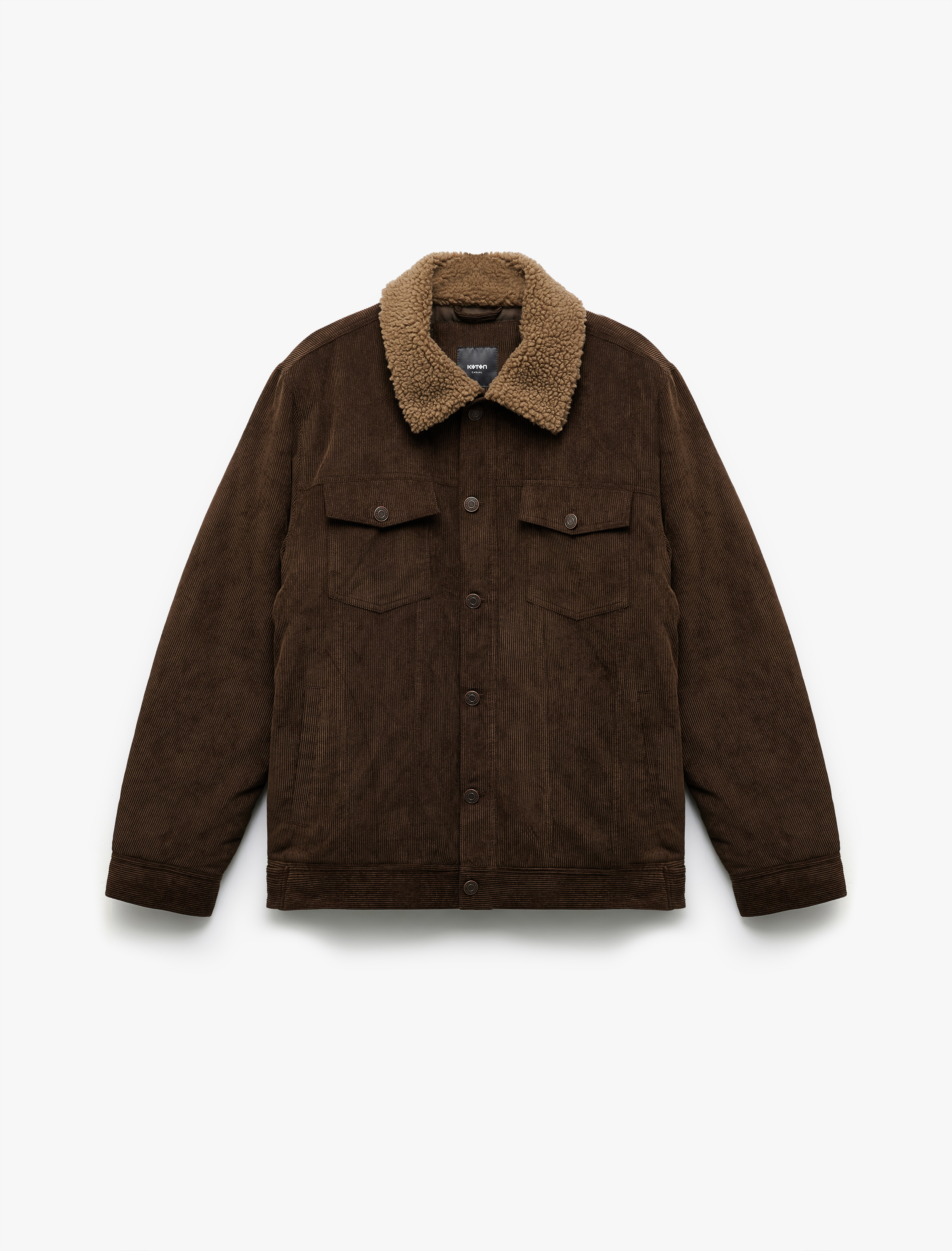 Slim Fit Fitilli Kadife Ceket Peluş Yaka