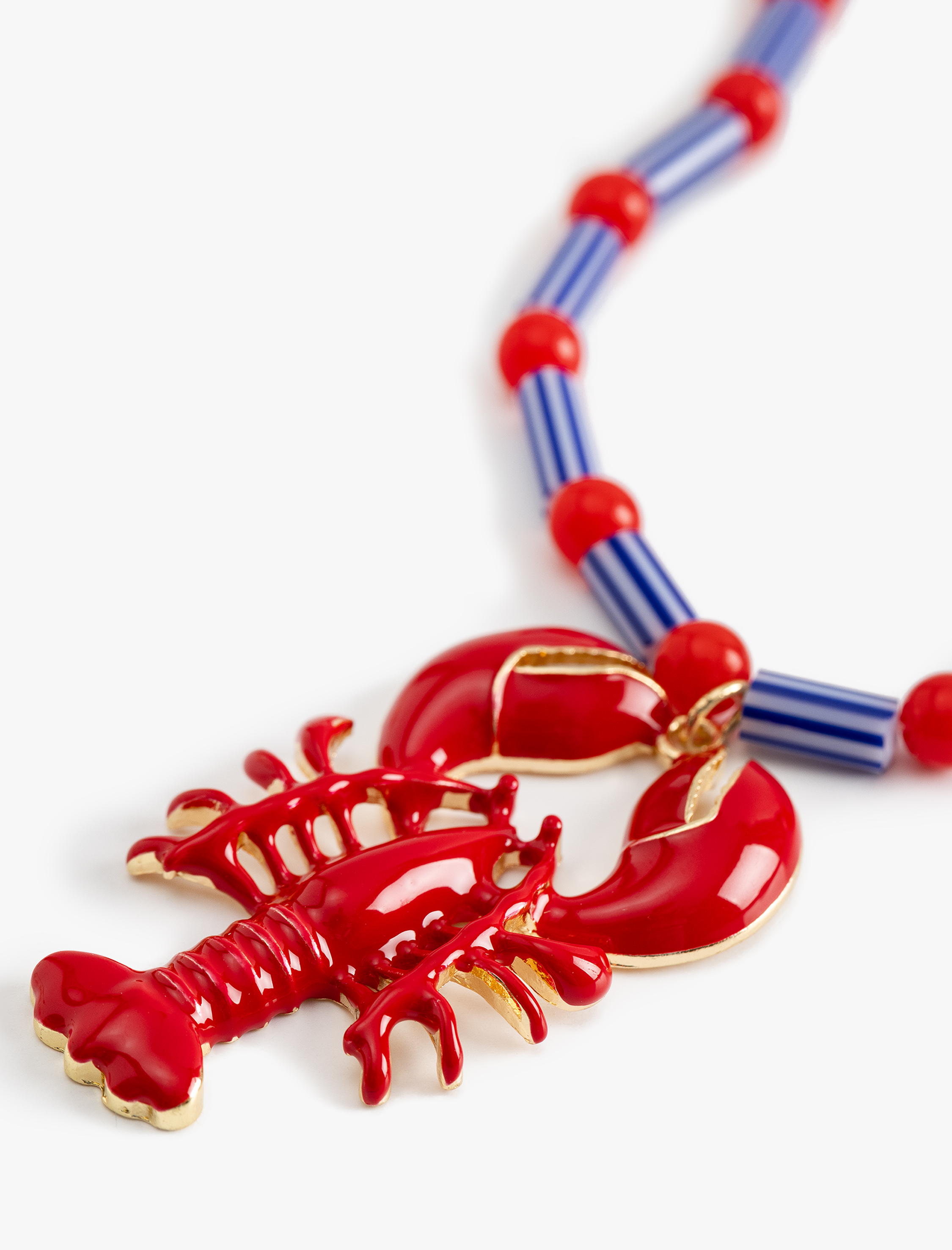  Kadın Boncuklu Charm Detaylı Çok Renkli Istakoz Kolye