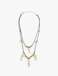 Charm Detaylı Çift Sıra Balıklı Kolye