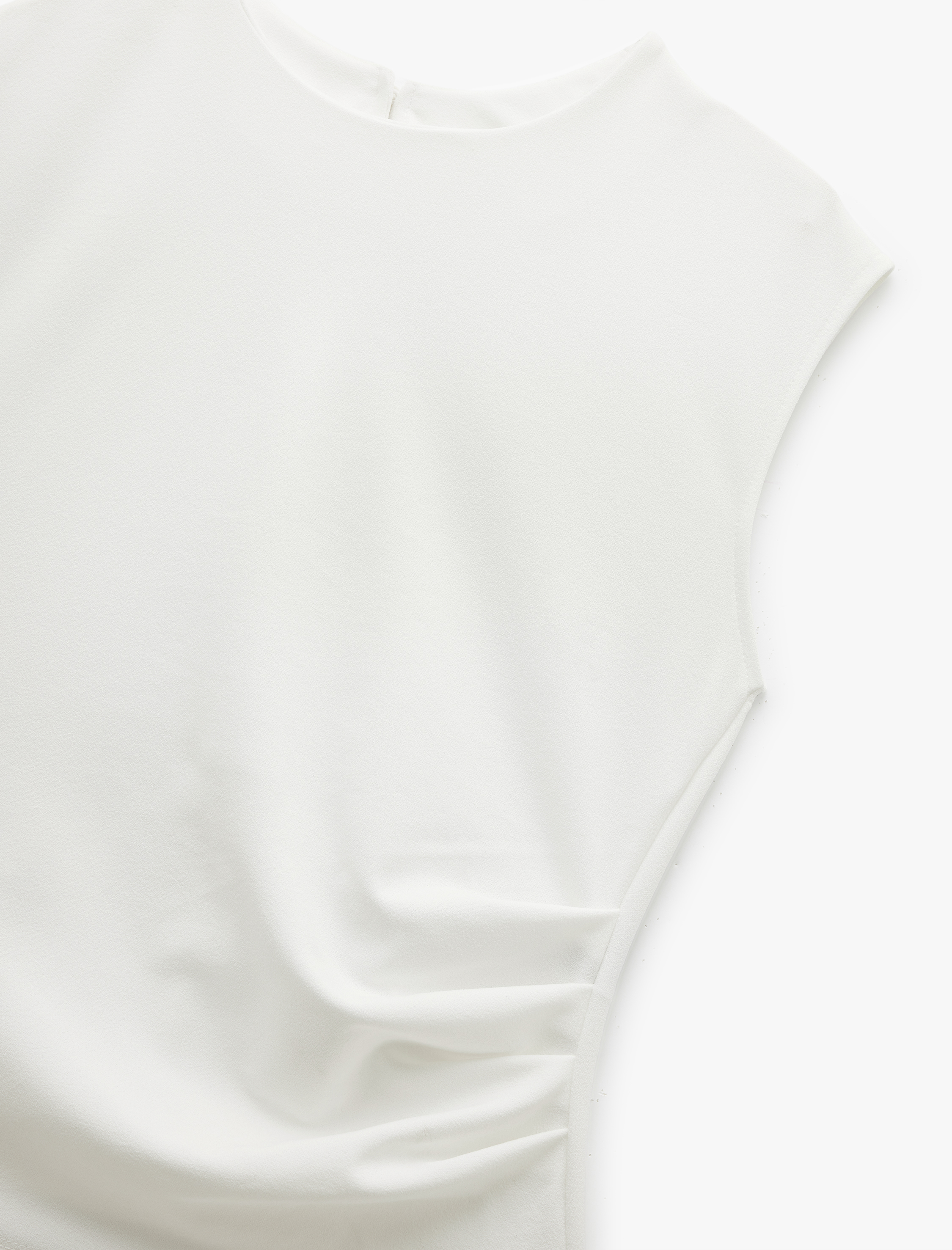   Krep Scuba Kumaş Drape Detaylı Kolsuz Bisiklet Yaka Atlet