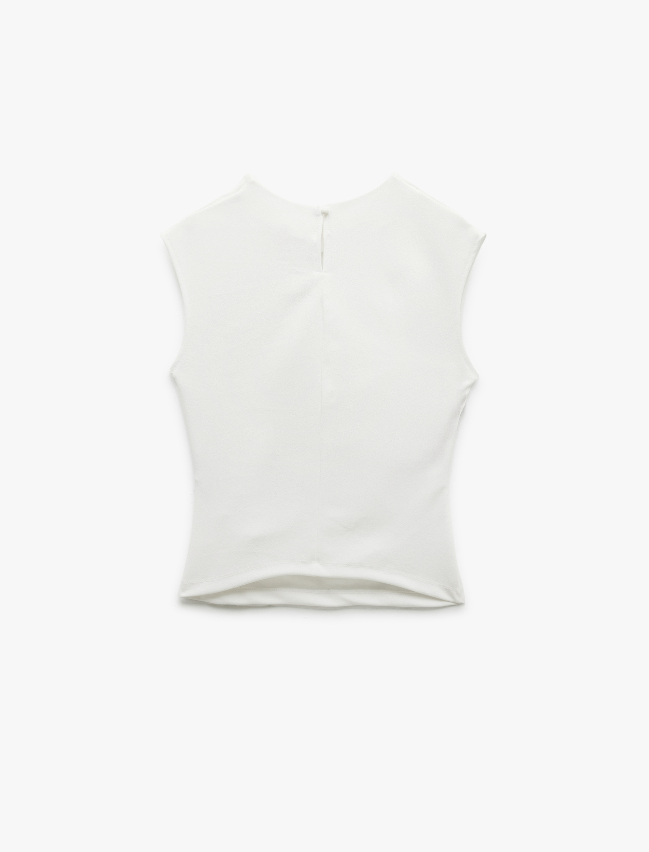   Krep Scuba Kumaş Drape Detaylı Kolsuz Bisiklet Yaka Atlet