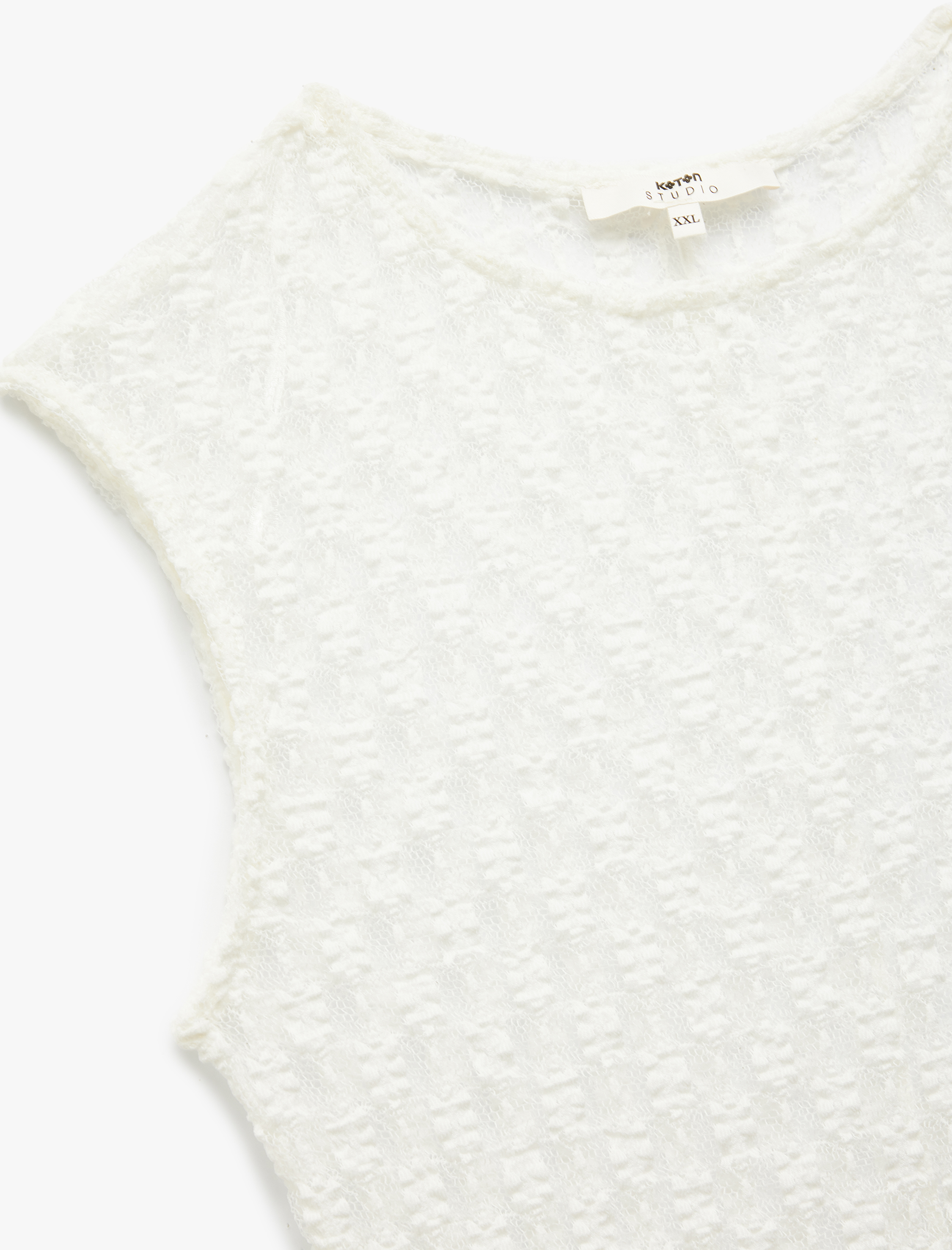   Kolsuz Bisiklet Yaka Dokulu Dantel Bluz