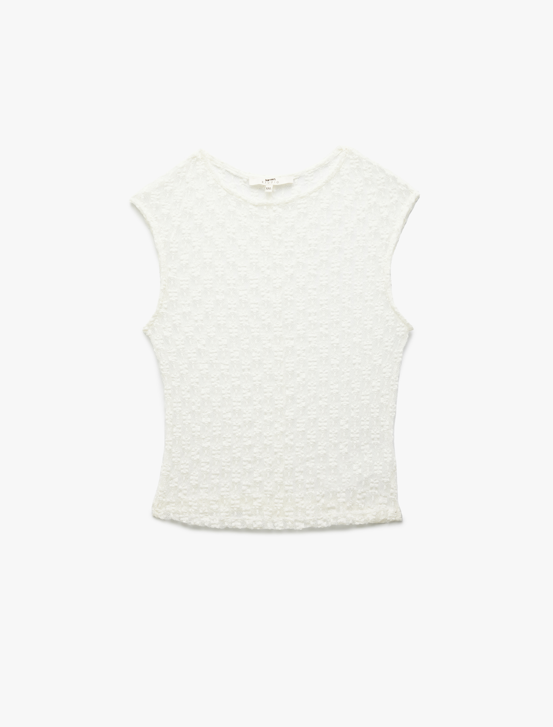   Kolsuz Bisiklet Yaka Dokulu Dantel Bluz