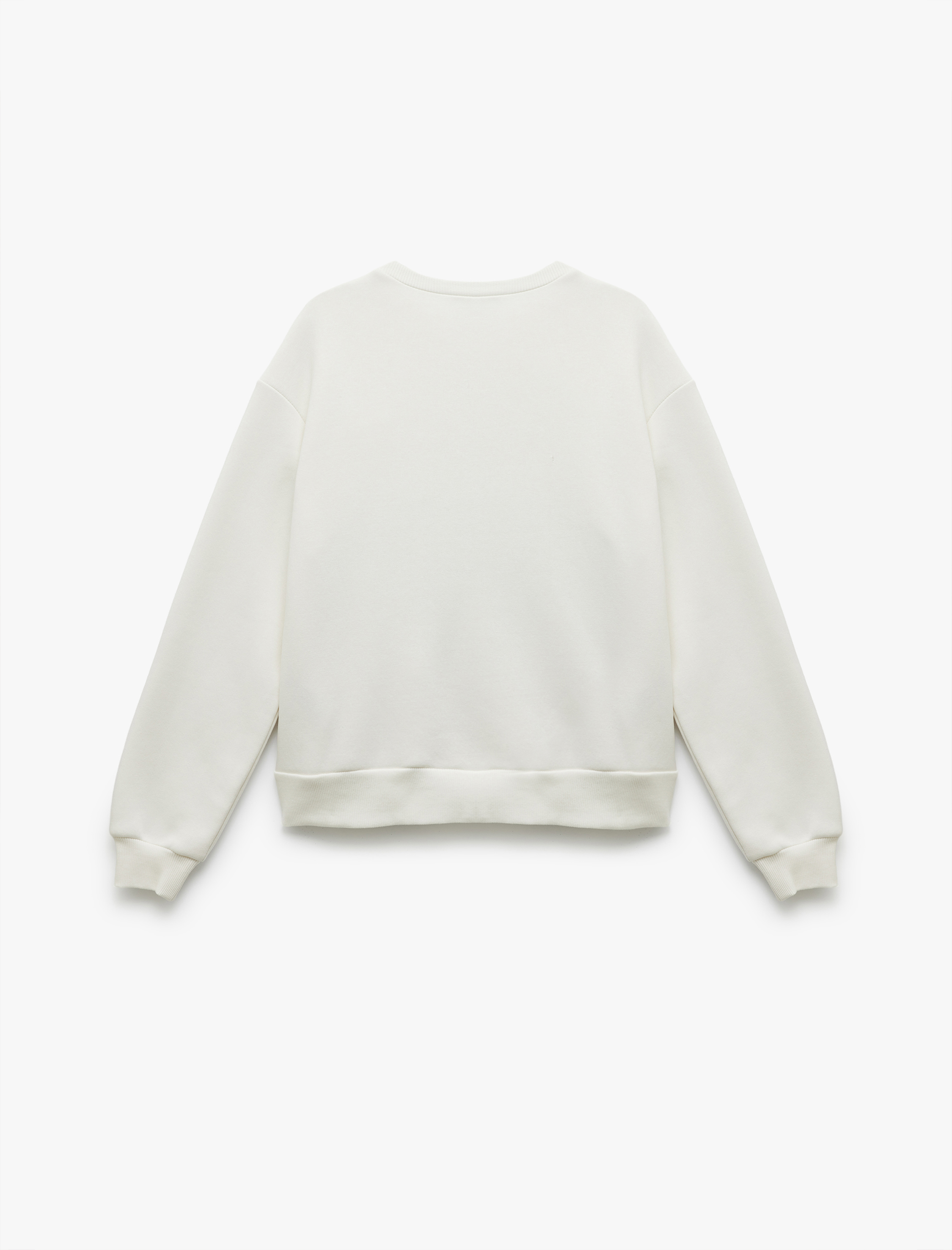   Uzun Kollu Bisiklet Yaka Üç İplik Şardonlu Baskılı Oversize Sweatshirt