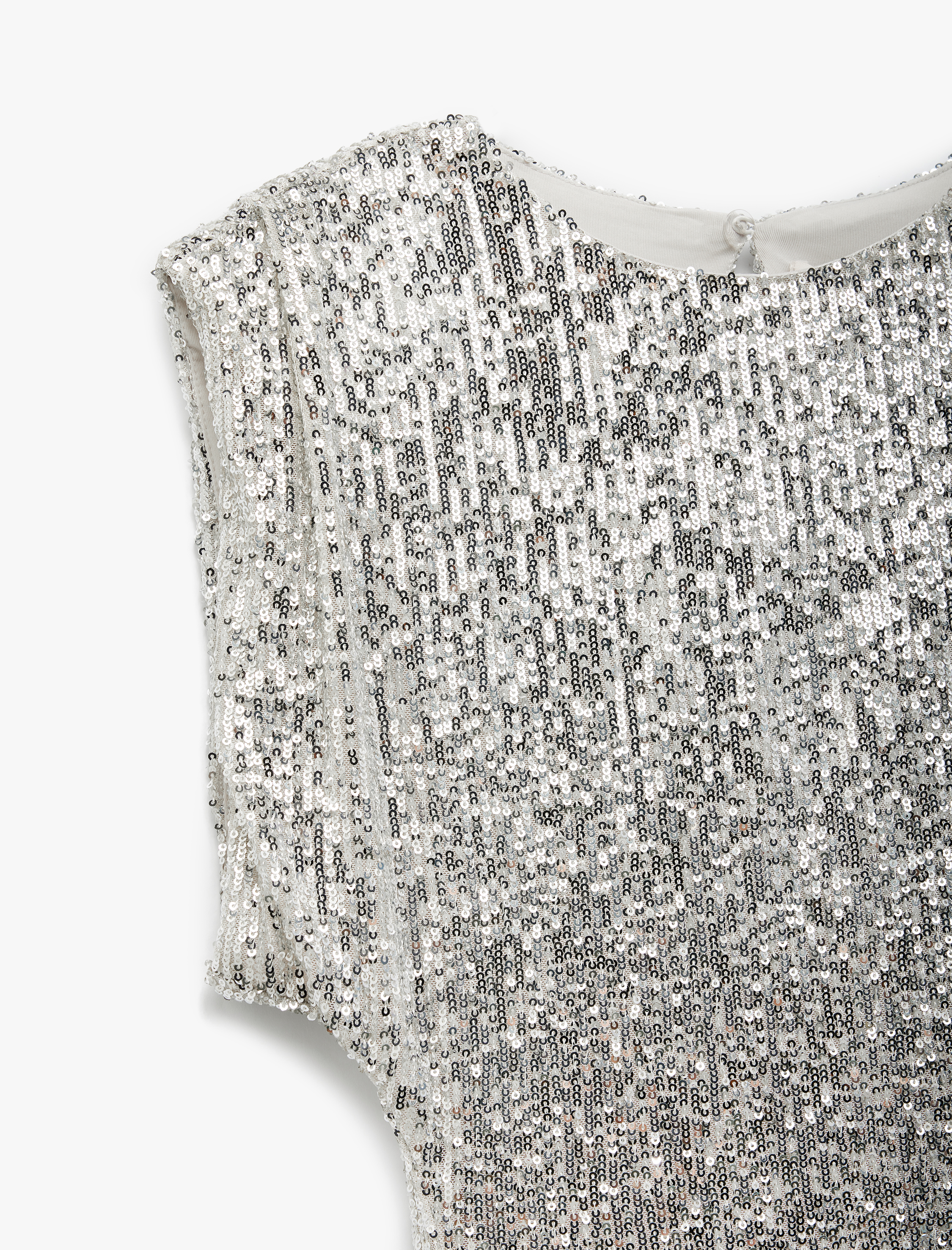   Pullu Payetli Bisiklet Yaka Kısa Kollu Elbise