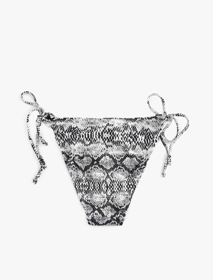  Yanları Bağlamalı İpli Yılan Derisi Desenli Bikini Altı