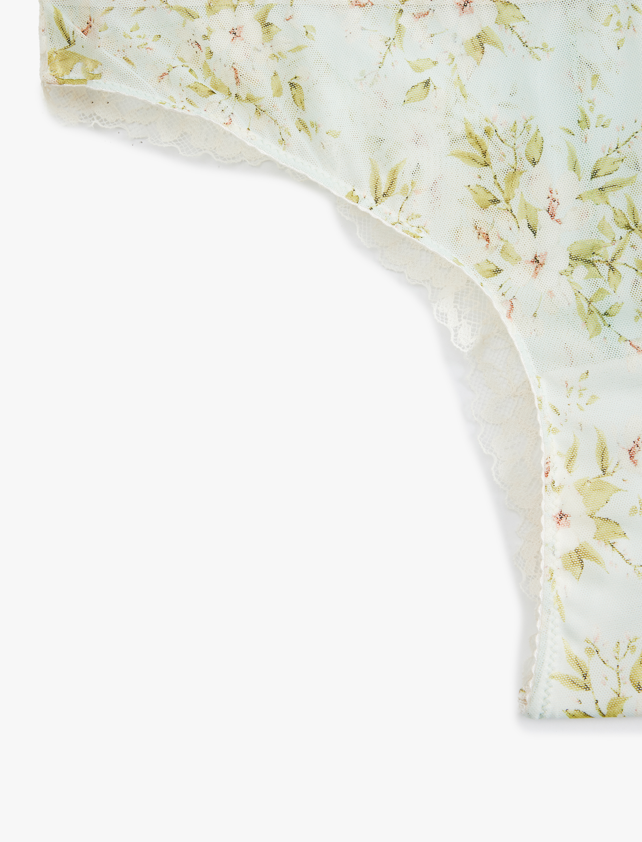   Dantel Detaylı Tül Floral Desenli Brazilian Külot