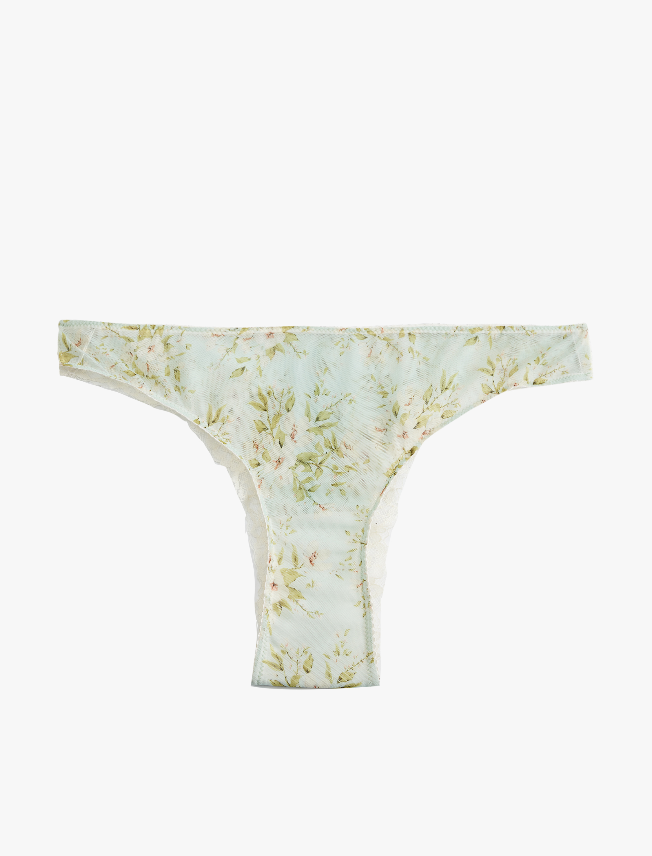   Dantel Detaylı Tül Floral Desenli Brazilian Külot