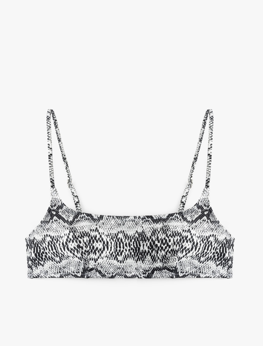   Hafif Destekli Yılan Desenli İnce Askılı Bralet Bikini Üstü
