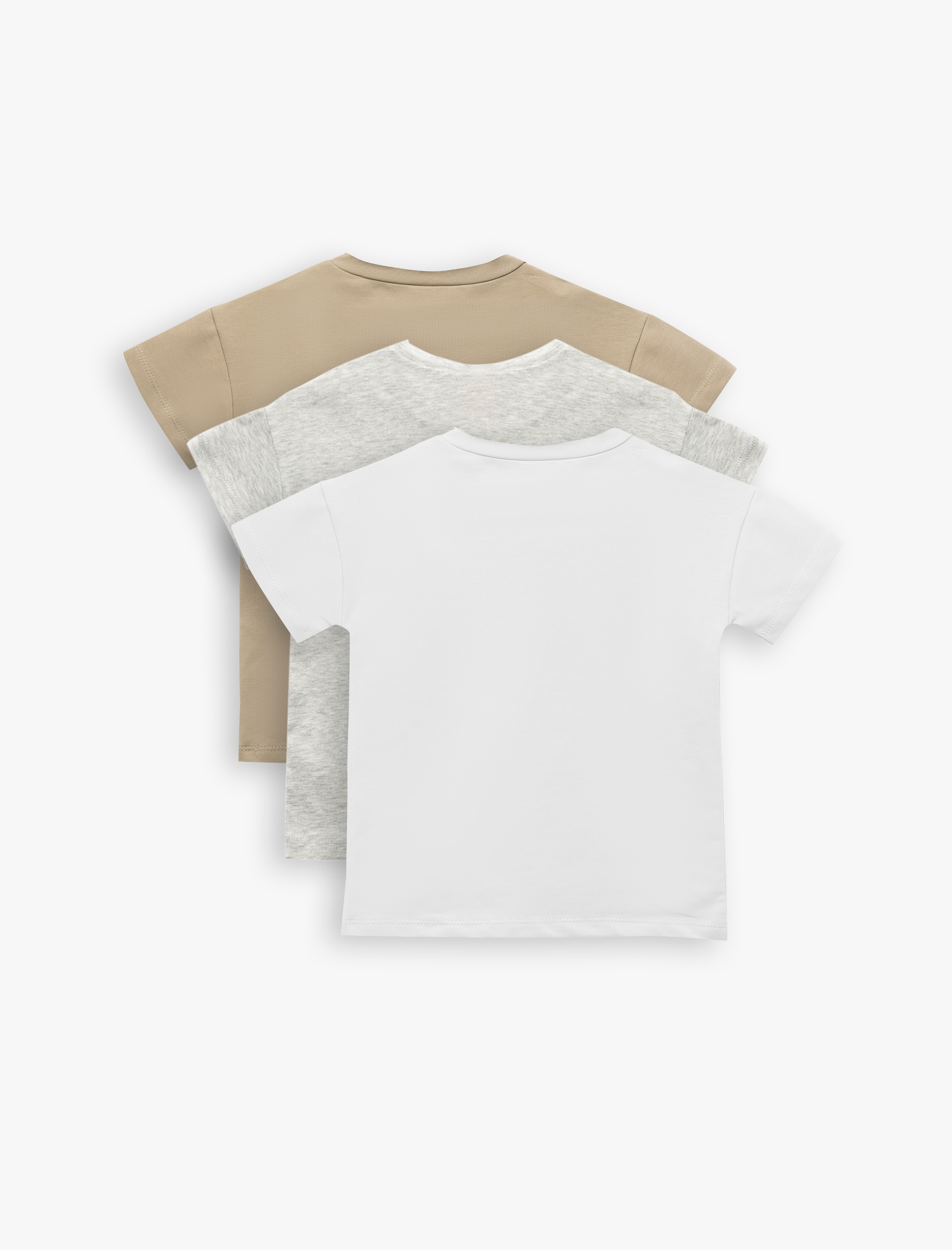  Erkek Bebek Pamuklu Kısa Kollu Bisiklet Yaka 3'lü Basic Tişört Seti