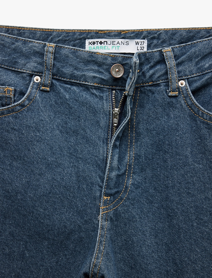   Pamuklu Rahat Kalıp Cepli Denim Pantolon -  Balon Fit Jeans