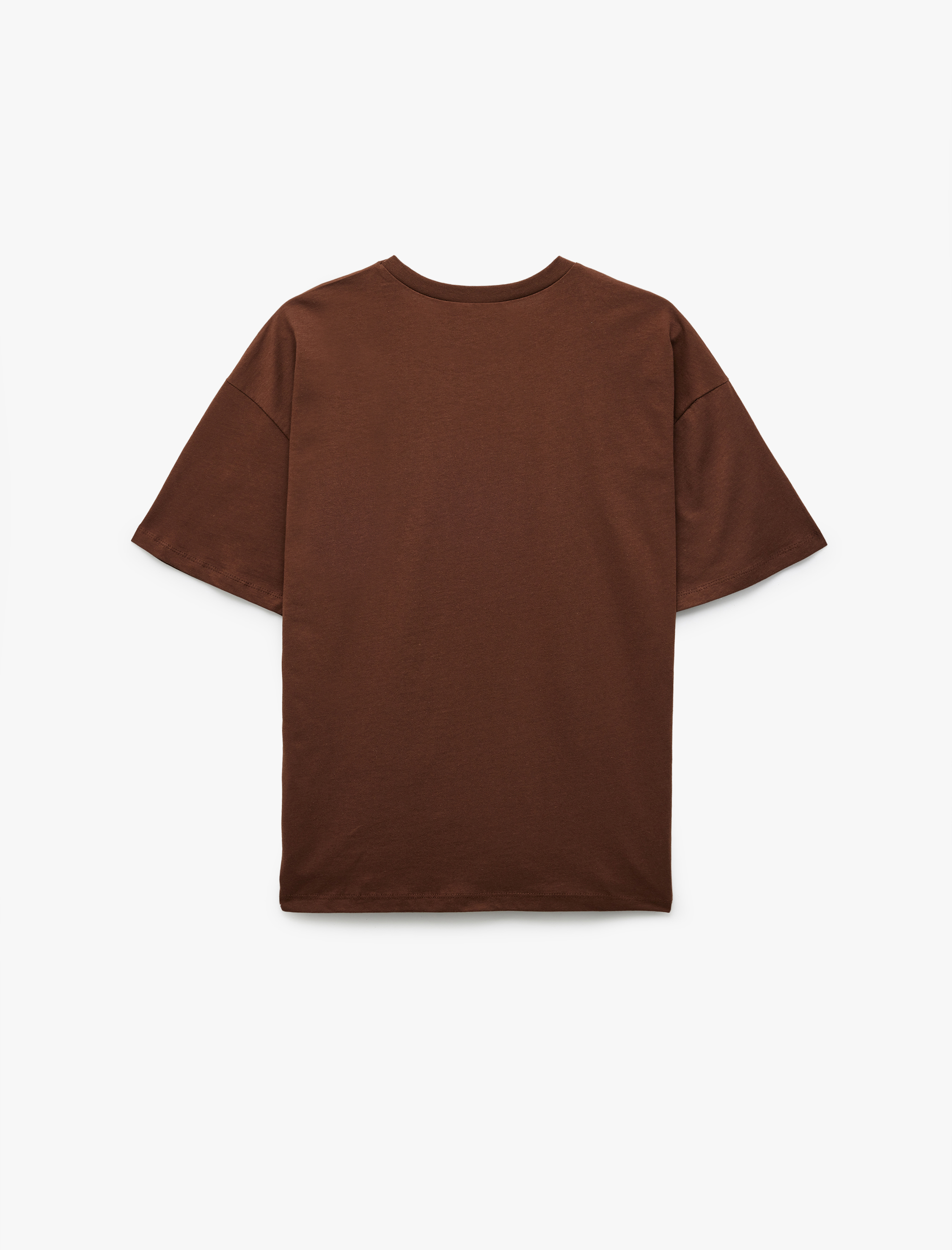   Pamuklu Kısa Kollu Bisiklet Yaka Baskılı Tişört