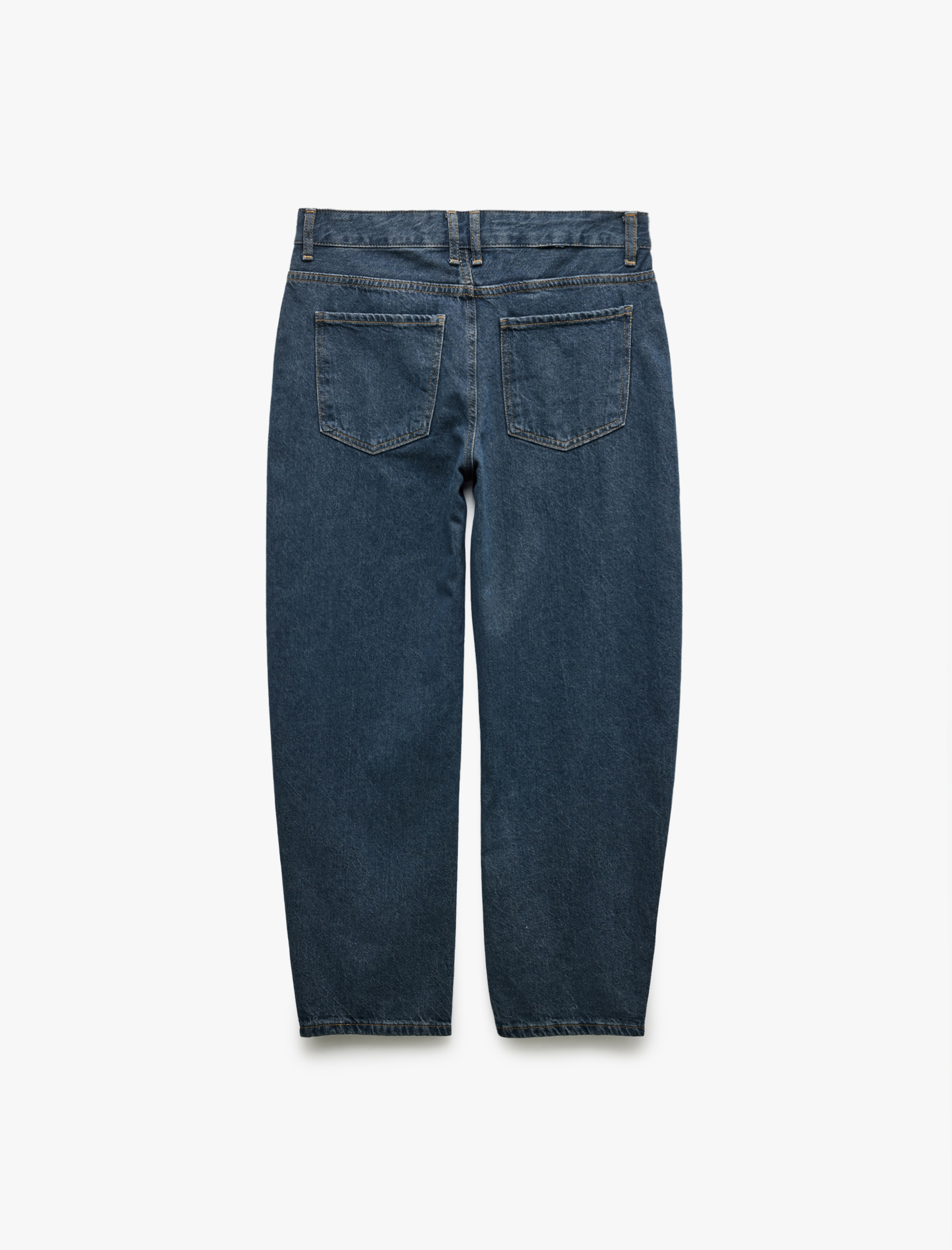   Pamuklu Rahat Kalıp Cepli Barrel Fit Jean Pantolon