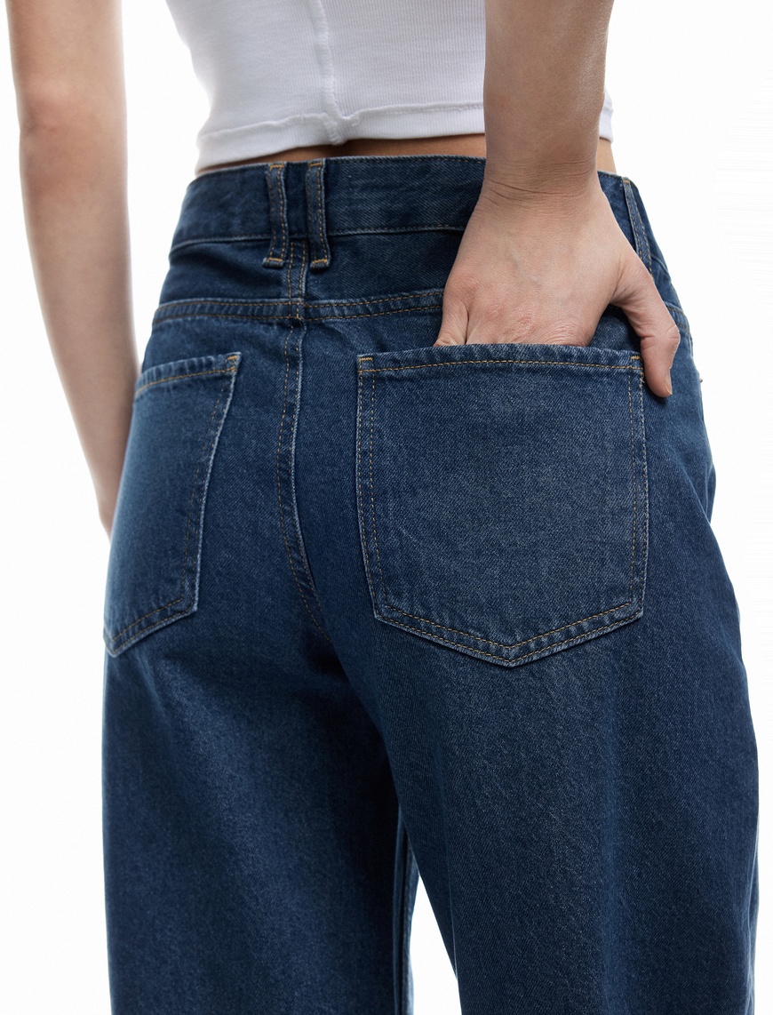   Pamuklu Rahat Kalıp Cepli Denim Pantolon -  Balon Fit Jeans