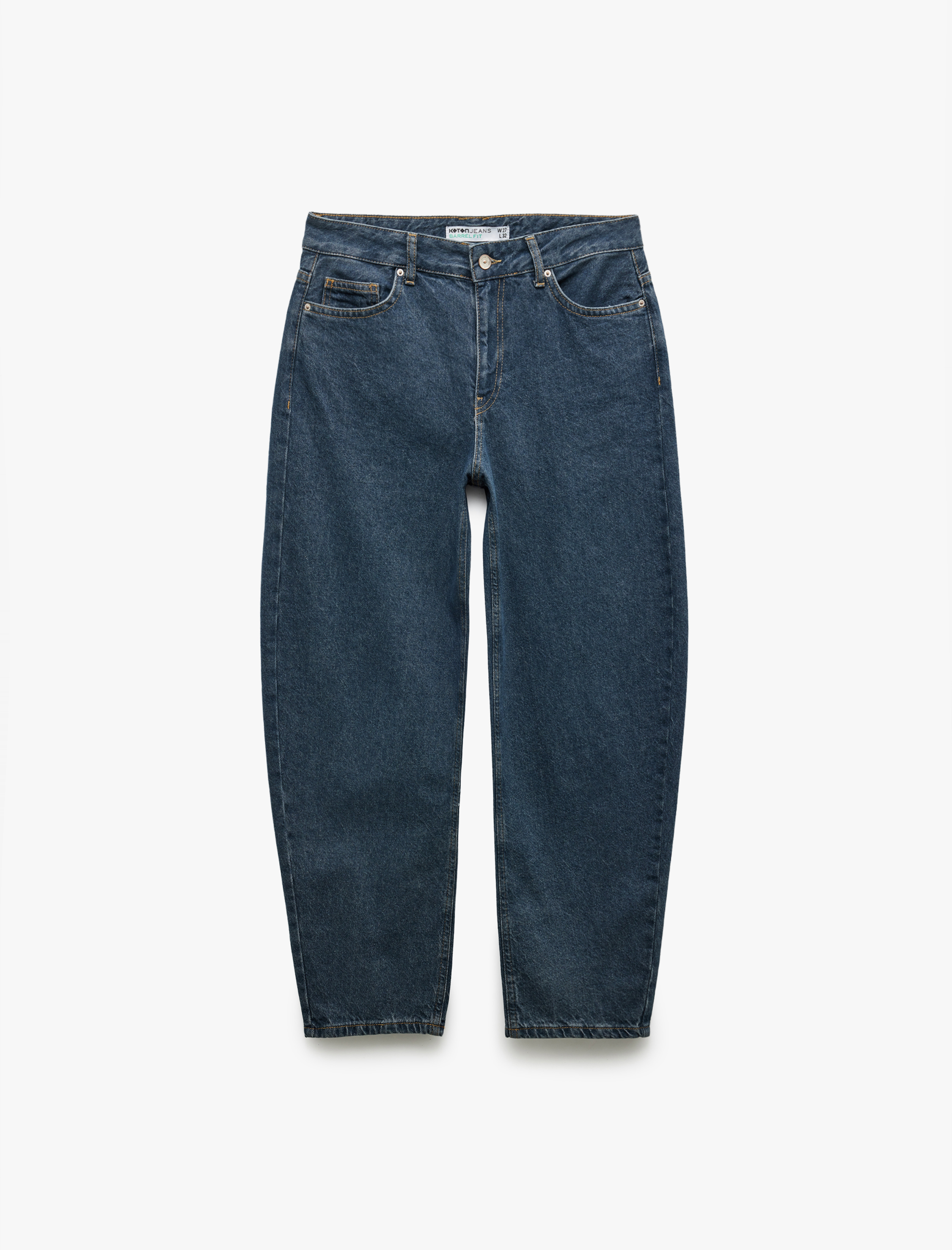   Pamuklu Rahat Kalıp Cepli Barrel Fit Jean Pantolon