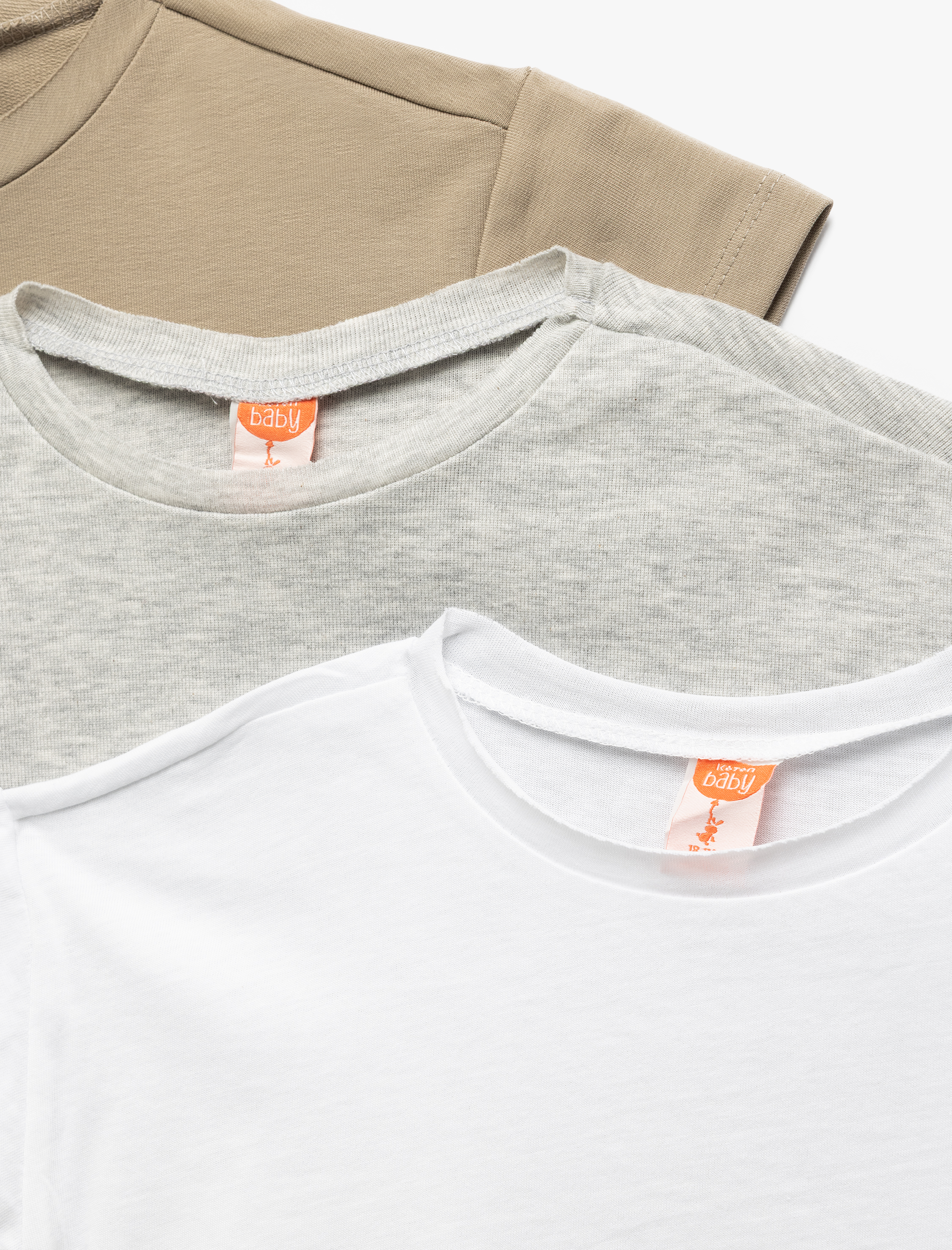  Erkek Bebek Pamuklu Kısa Kollu Bisiklet Yaka 3'lü Basic Tişört Seti