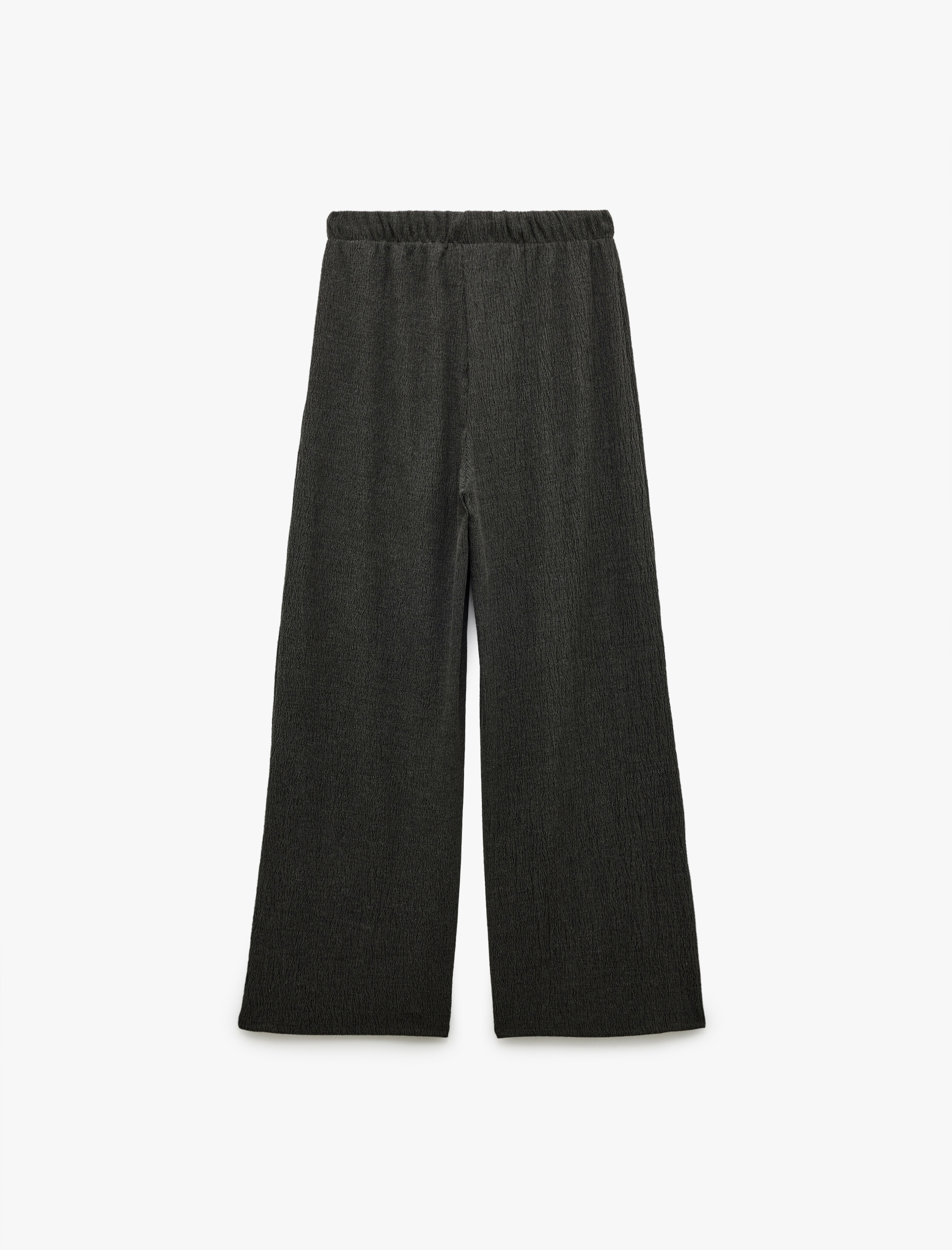   Bürümcük Kumaş Bağlama Detaylı Geniş Paça Pantolon