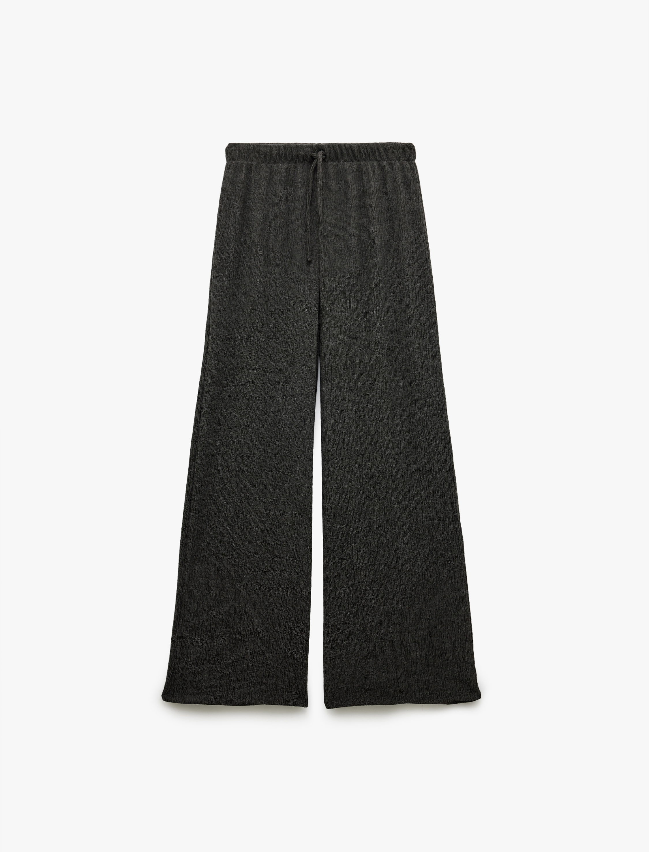   Bürümcük Kumaş Bağlama Detaylı Geniş Paça Pantolon