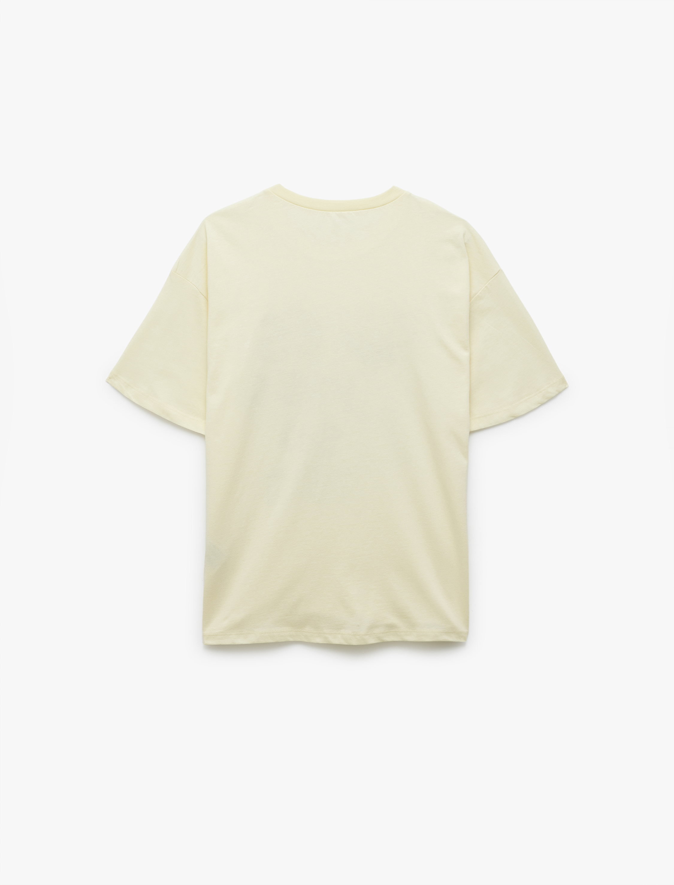   Pamuklu Kısa Kollu Bisiklet Yaka Baskılı Tişört