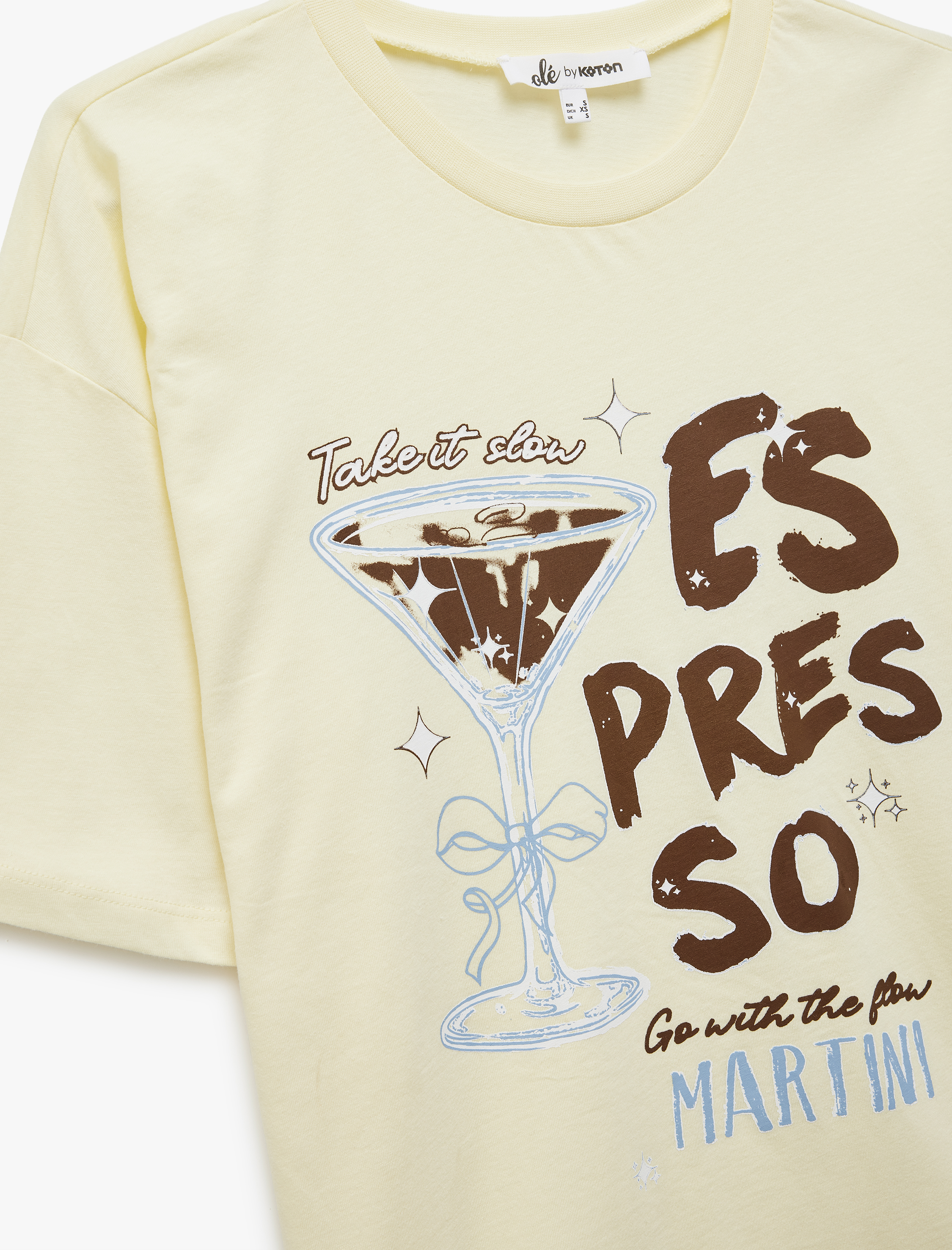   Pamuklu Kısa Kollu Bisiklet Yaka Baskılı Tişört