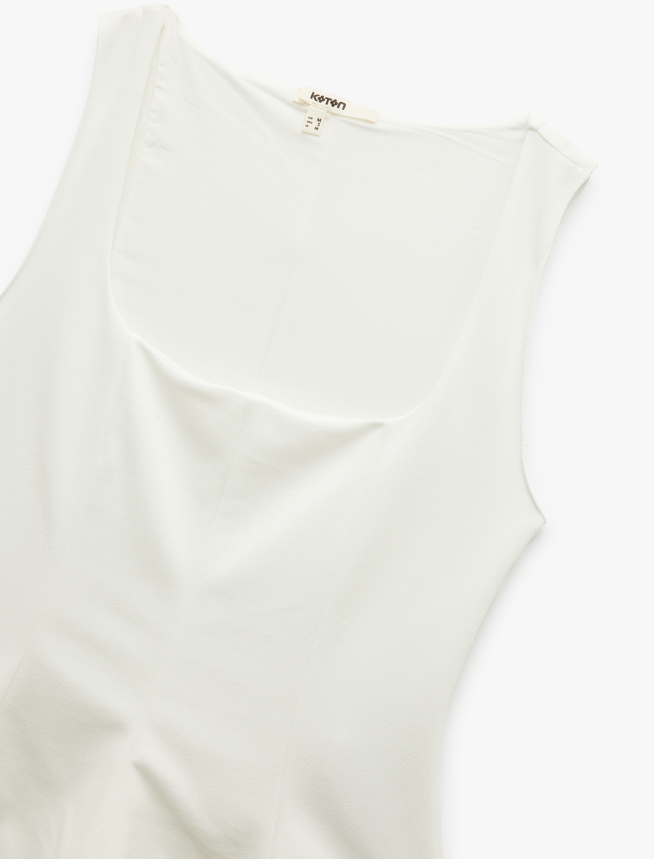   Krep Scuba Kumaş Kare Yaka Kolsuz Peplum Bluz