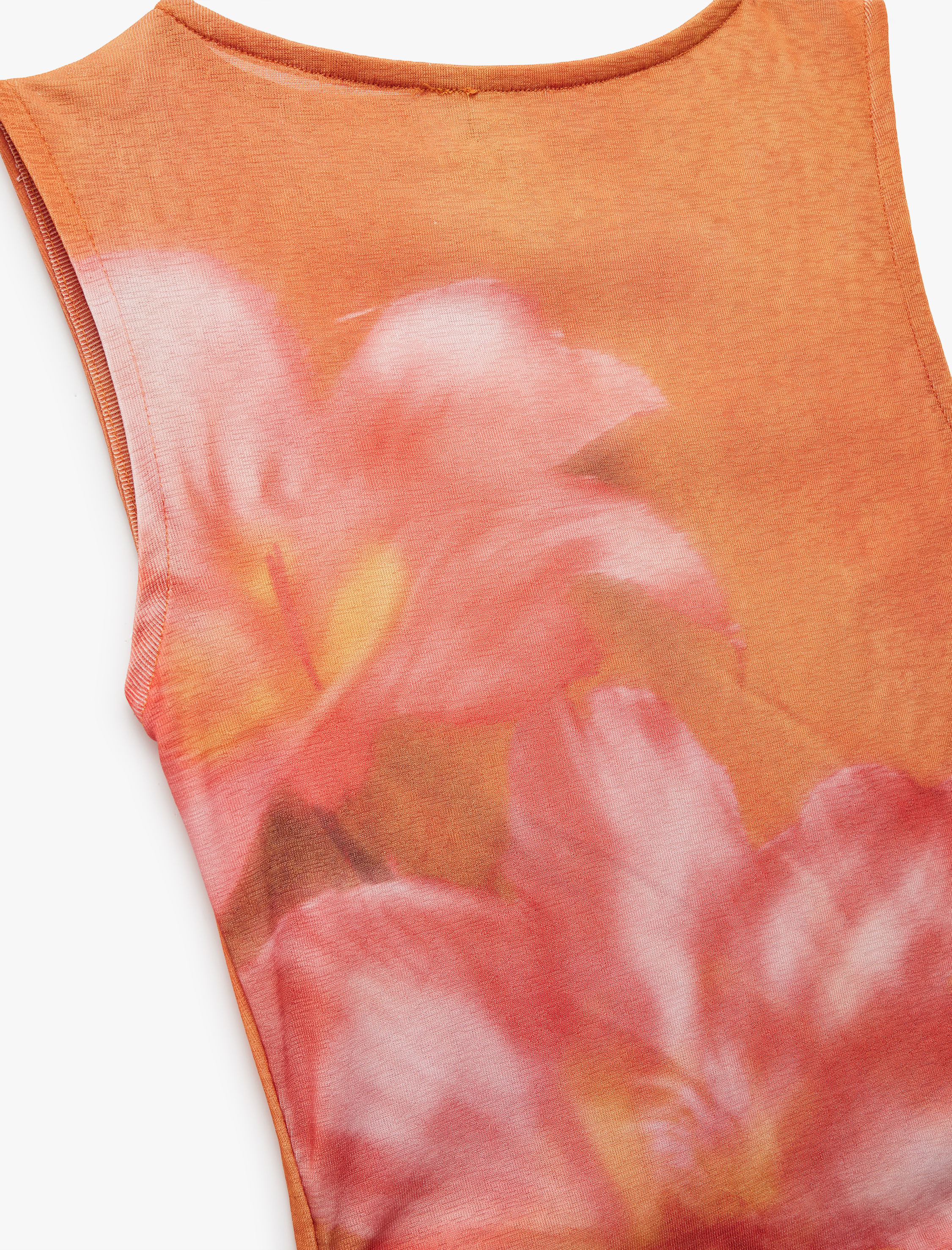   Çiçekli Bisiklet Yaka Drapeli Dar Kesim Kolsuz Bluz