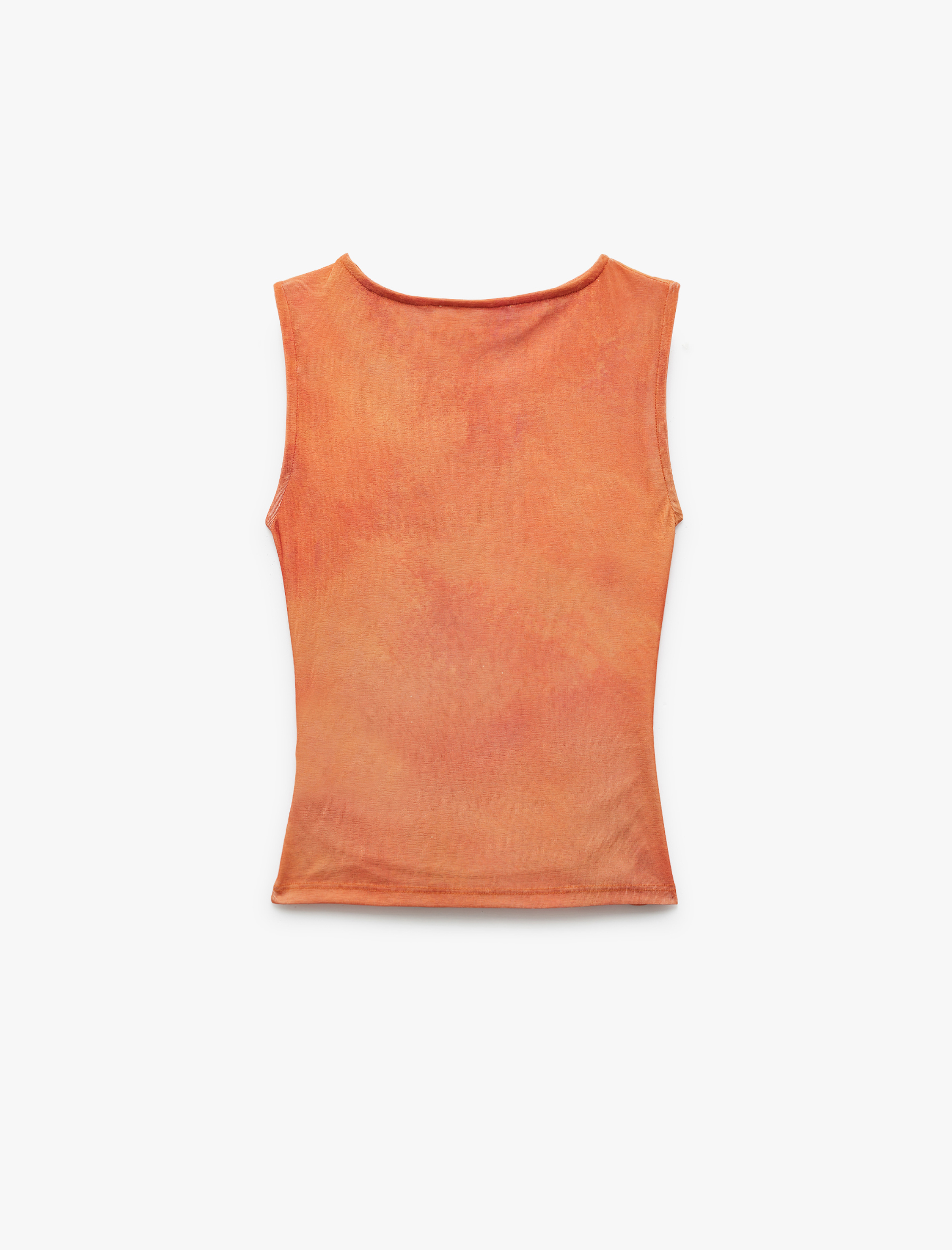   Çiçekli Bisiklet Yaka Drapeli Dar Kesim Kolsuz Bluz