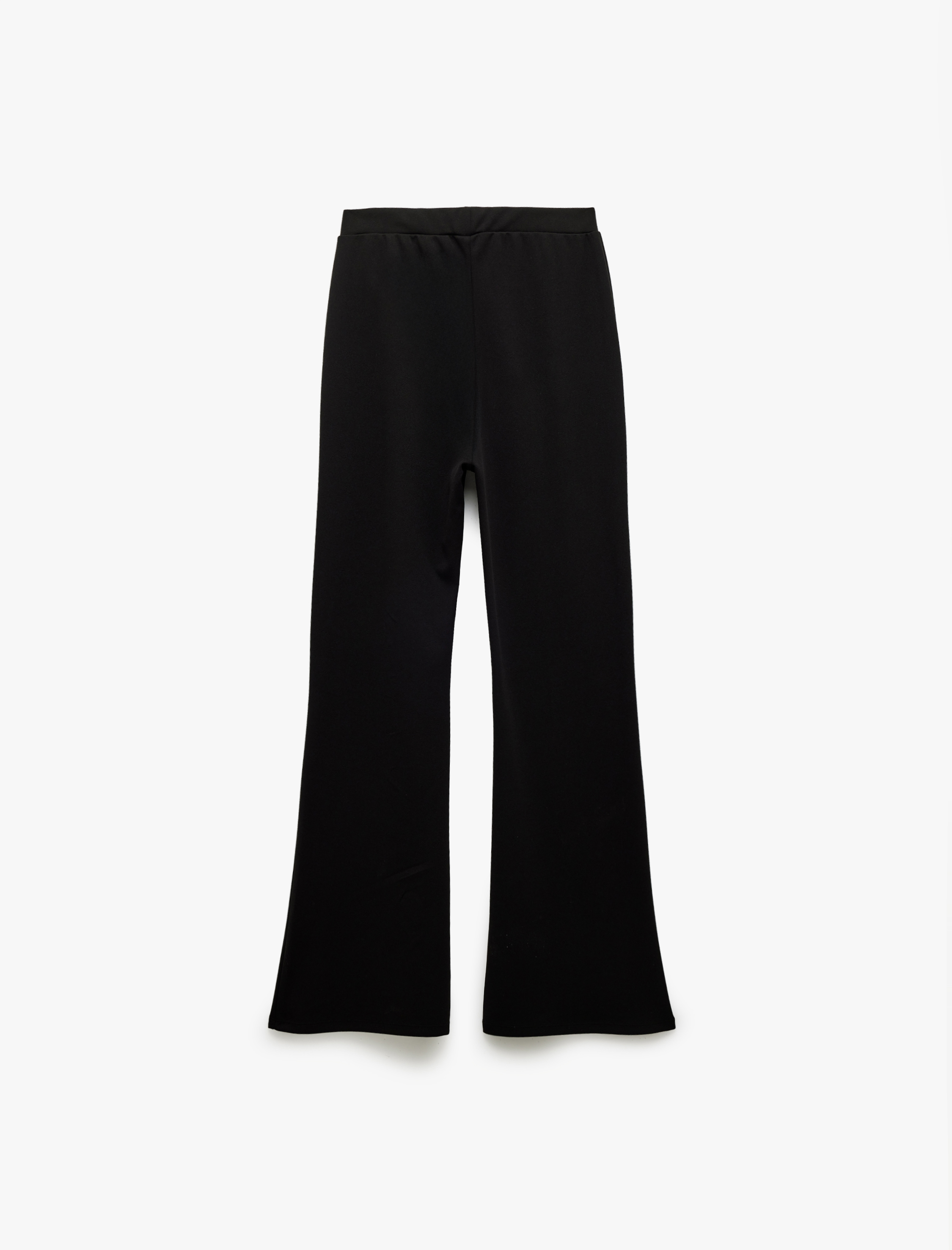   Krep Scuba Kumaş Düğmeli Yüksek Bel İspanyol Paça Kumaş Pantolon