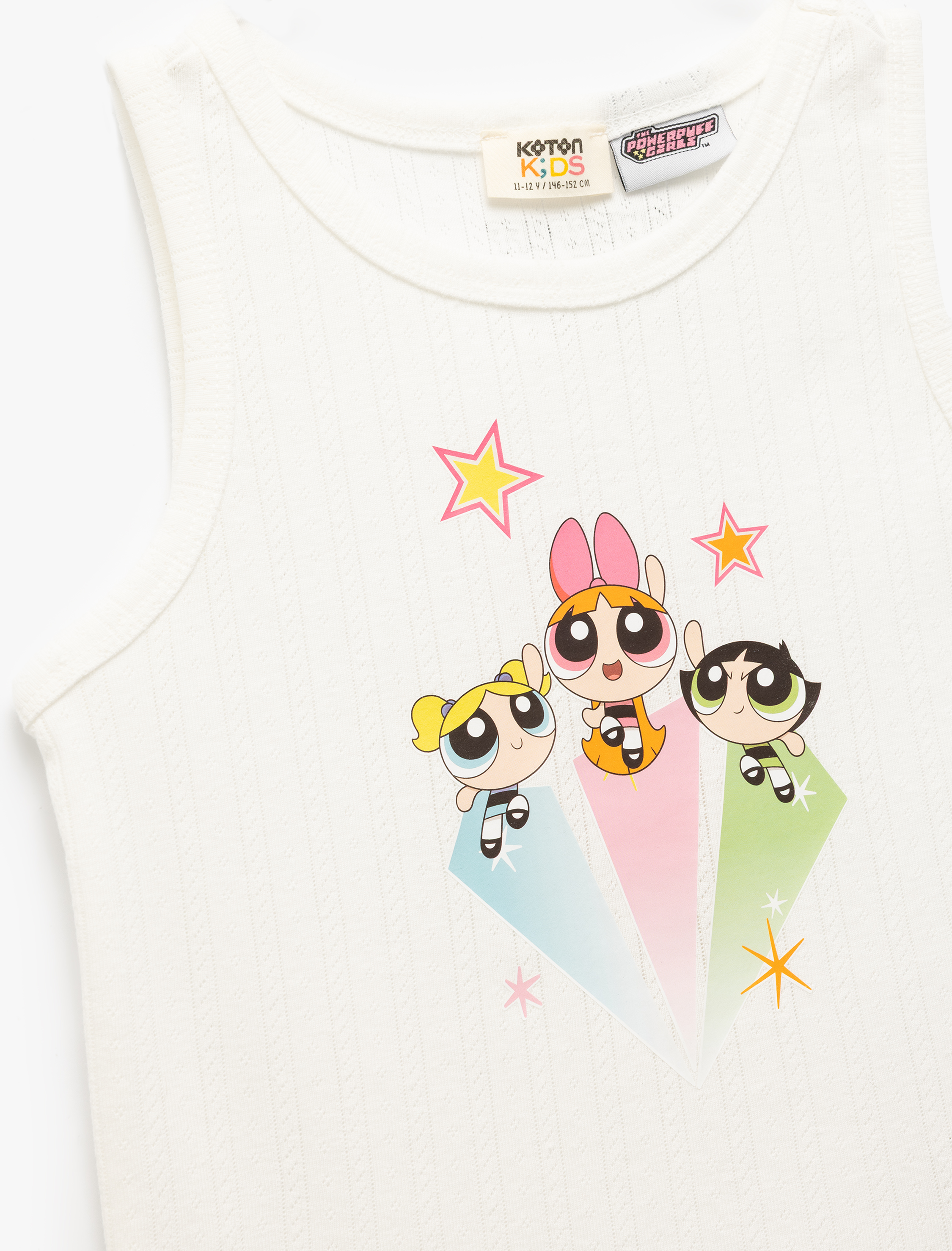  Kız Çocuk Lisanslı Powerpuff Girls Baskkılı Kolsuz Bisiklet Yaka Atlet