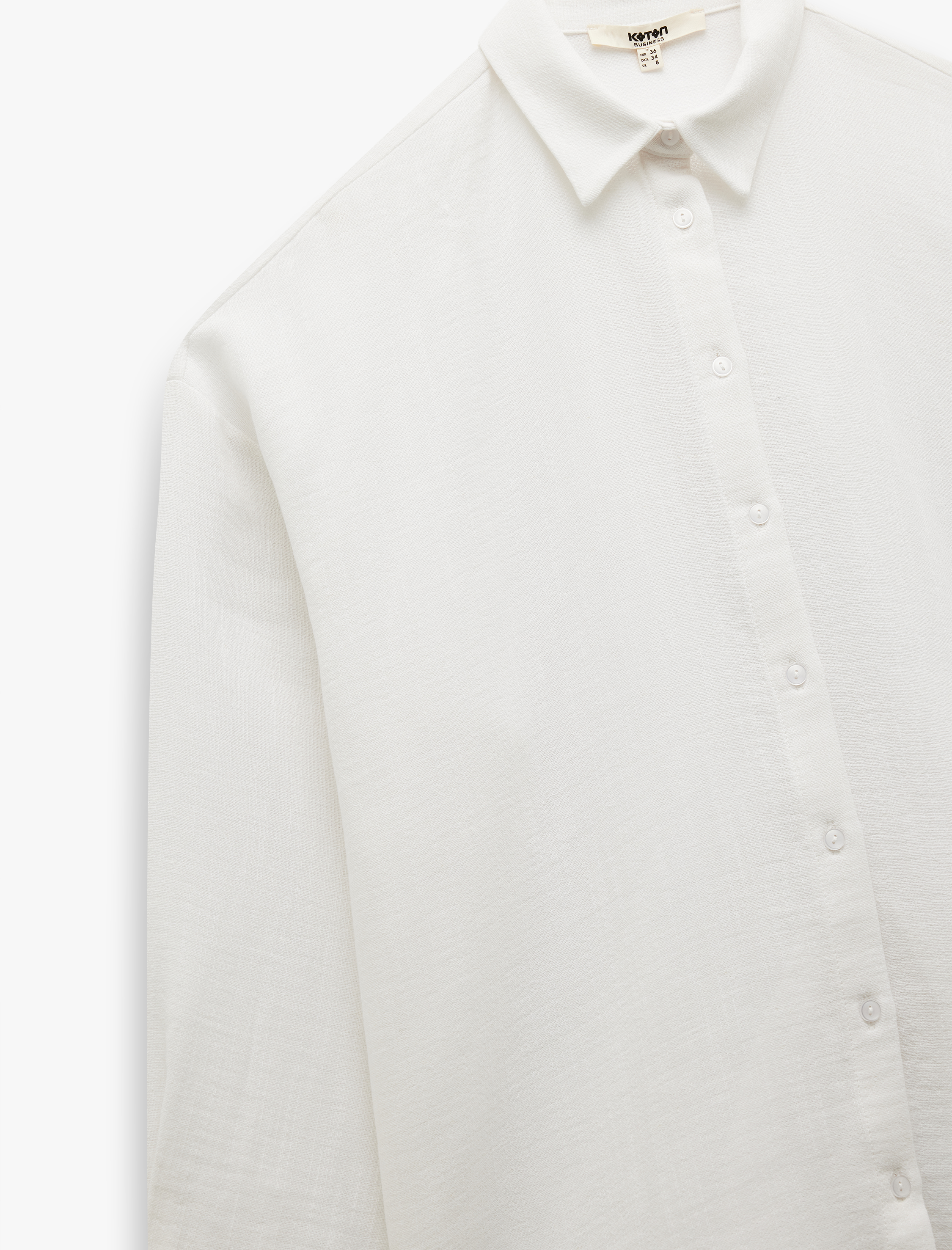   Pamuk Keten Karışımlı Uzun Kollu Klasik Yaka Oversize Gömlek