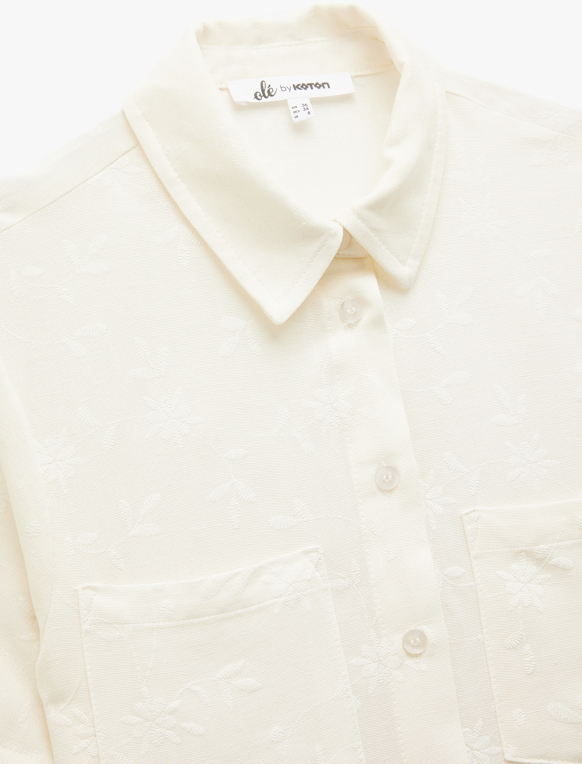   Kısa Kollu Klasik Yaka Cep Detaylı Düğmeli Keten Karışımlı Gömlek