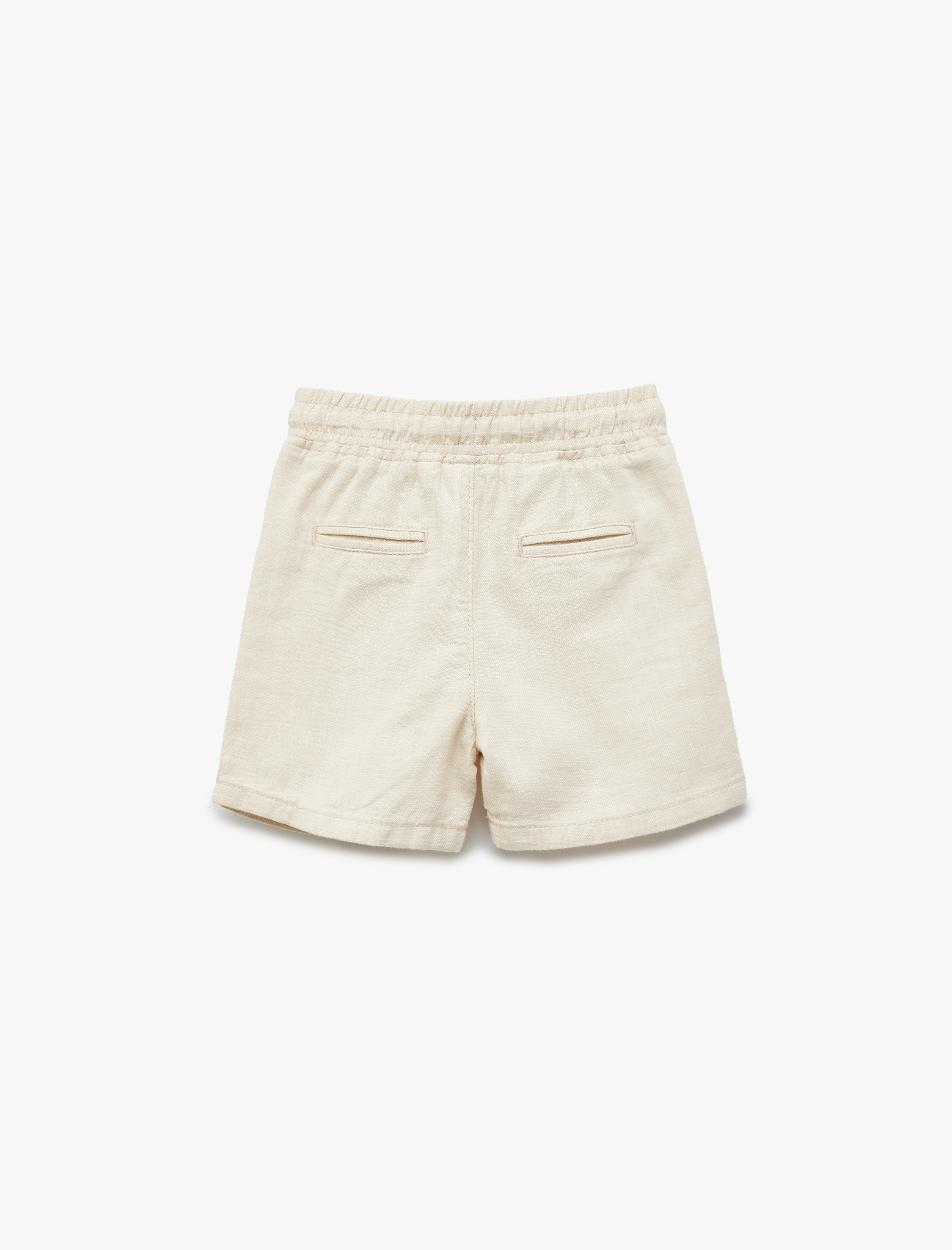 Erkek Bebek Keten Karışımlı Beli Bağcıklı Cepli Pamuklu Basic Şort