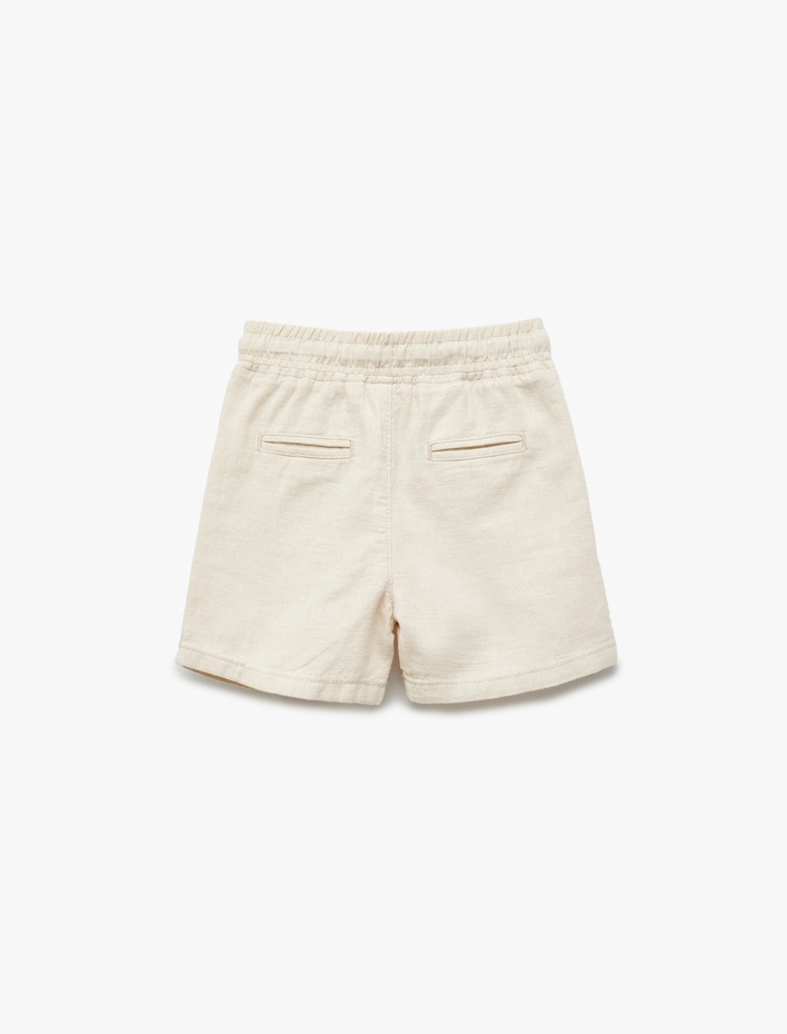 Erkek Bebek Keten Karışımlı Beli Bağcıklı Cepli Pamuklu Basic Şort