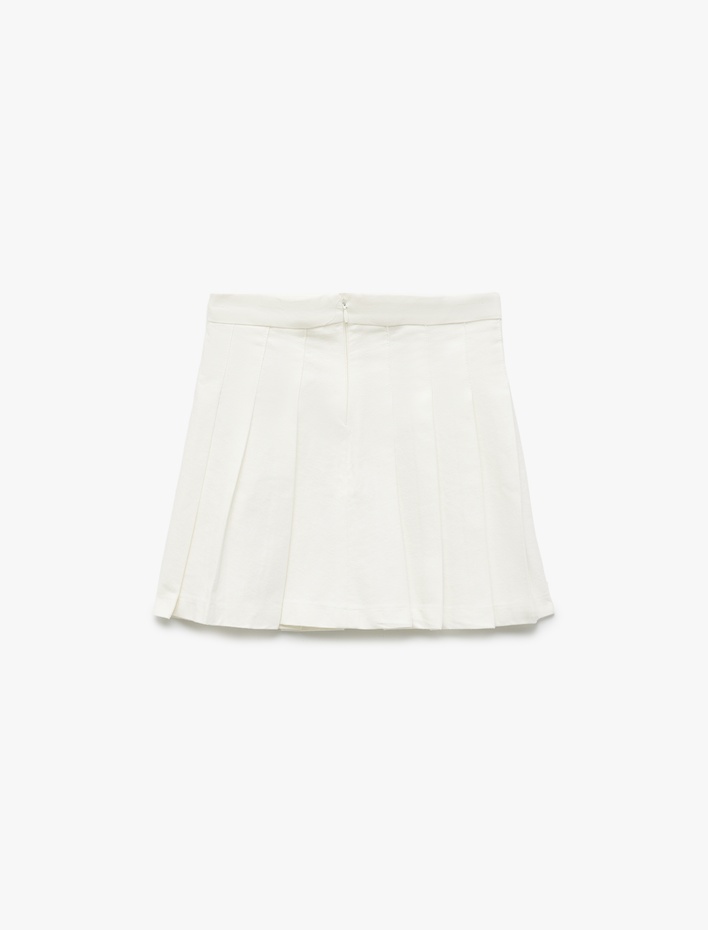 Kız Çocuk Pamuklu Fermuarlı Basic Pileli Etek