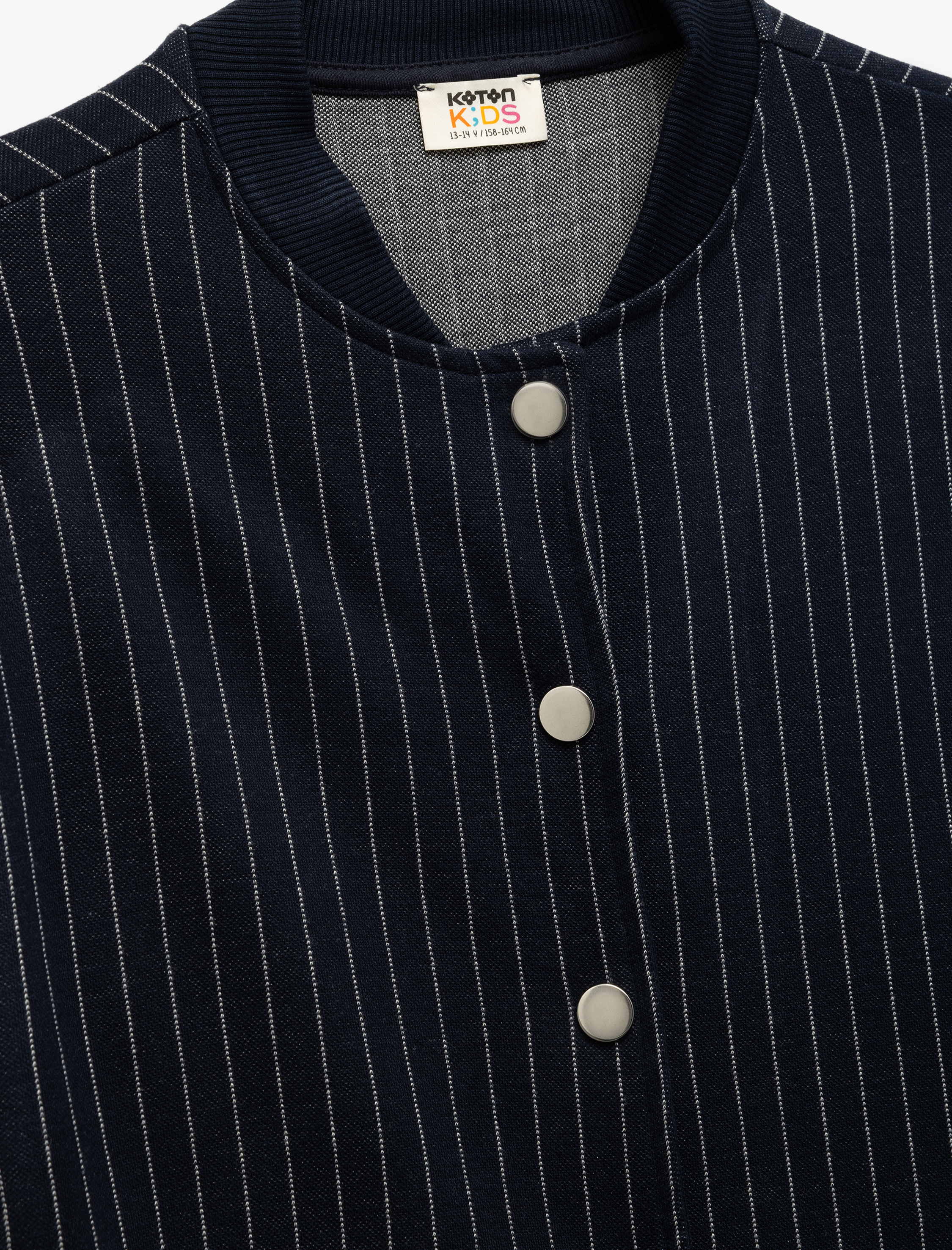  Kız Çocuk Uzun Kollu Çıtçıt Kapamalı Viskon Kumaş Çizgili Okul Ceketi