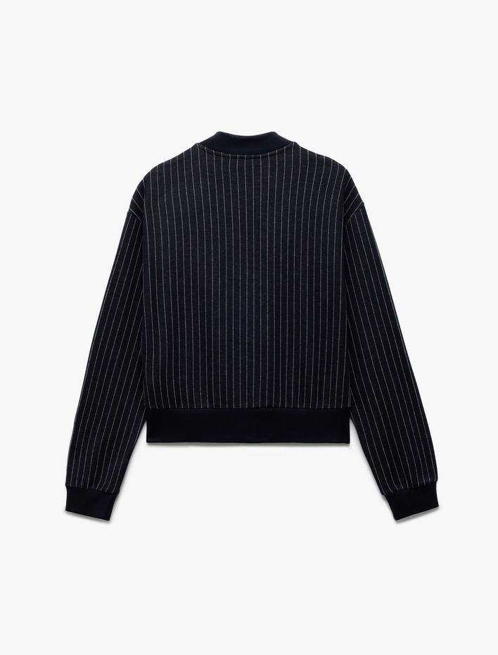 Kız Çocuk Uzun Kollu Çıtçıt Kapamalı Viskon Kumaş Çizgili Okul Ceketi