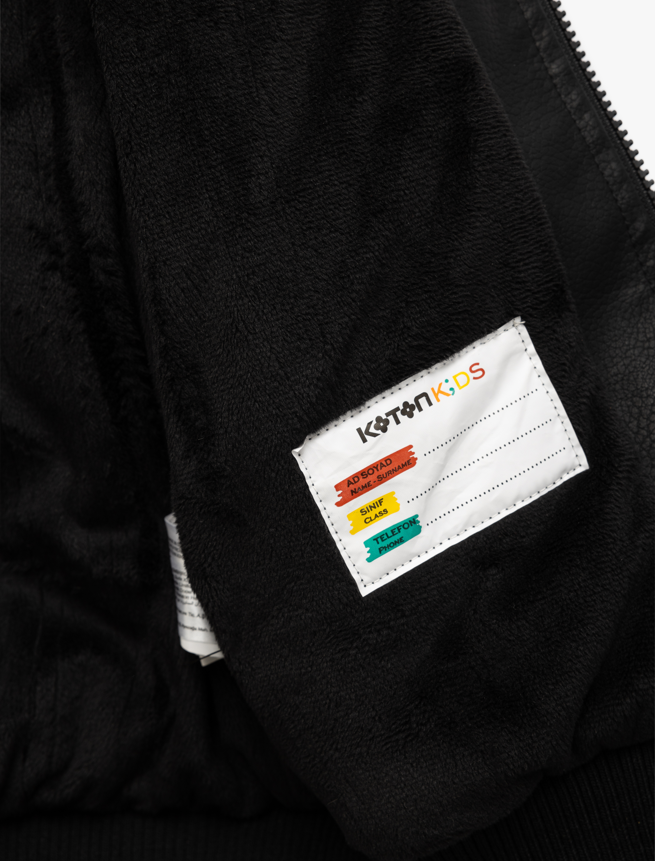  Erkek Çocuk Fermuarlı Peluş Yaka Cepli Bomber Deri Ceket