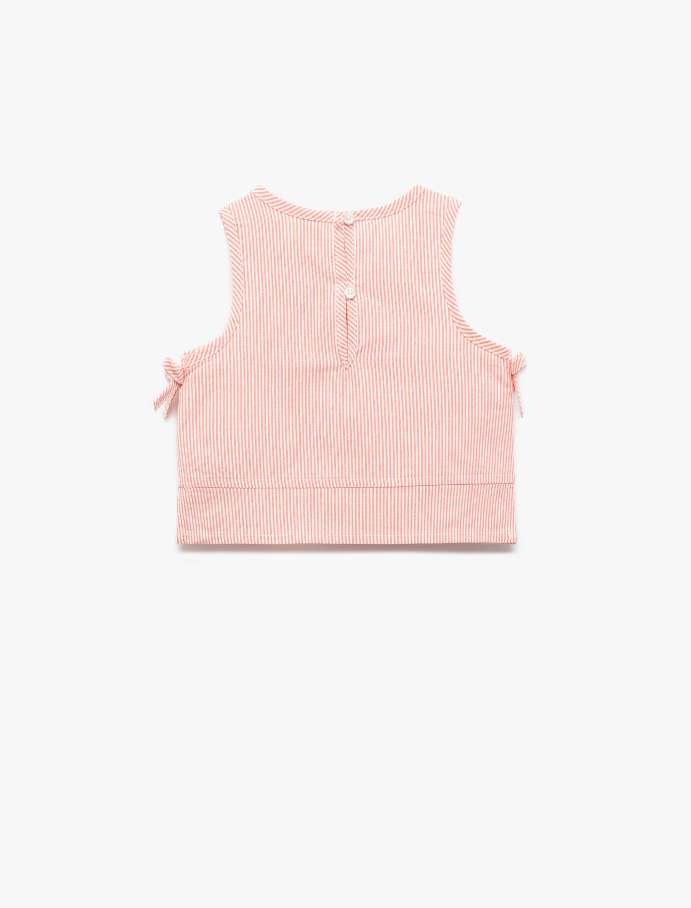  Kız Bebek Pamuklu Ribanalı Fiyonk Detaylı Kolsuz Bluz