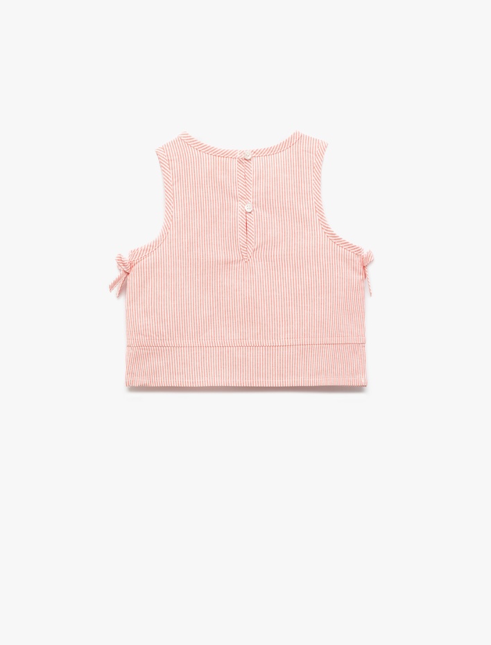 Kız Bebek Pamuklu Ribanalı Fiyonk Detaylı Kolsuz Bluz